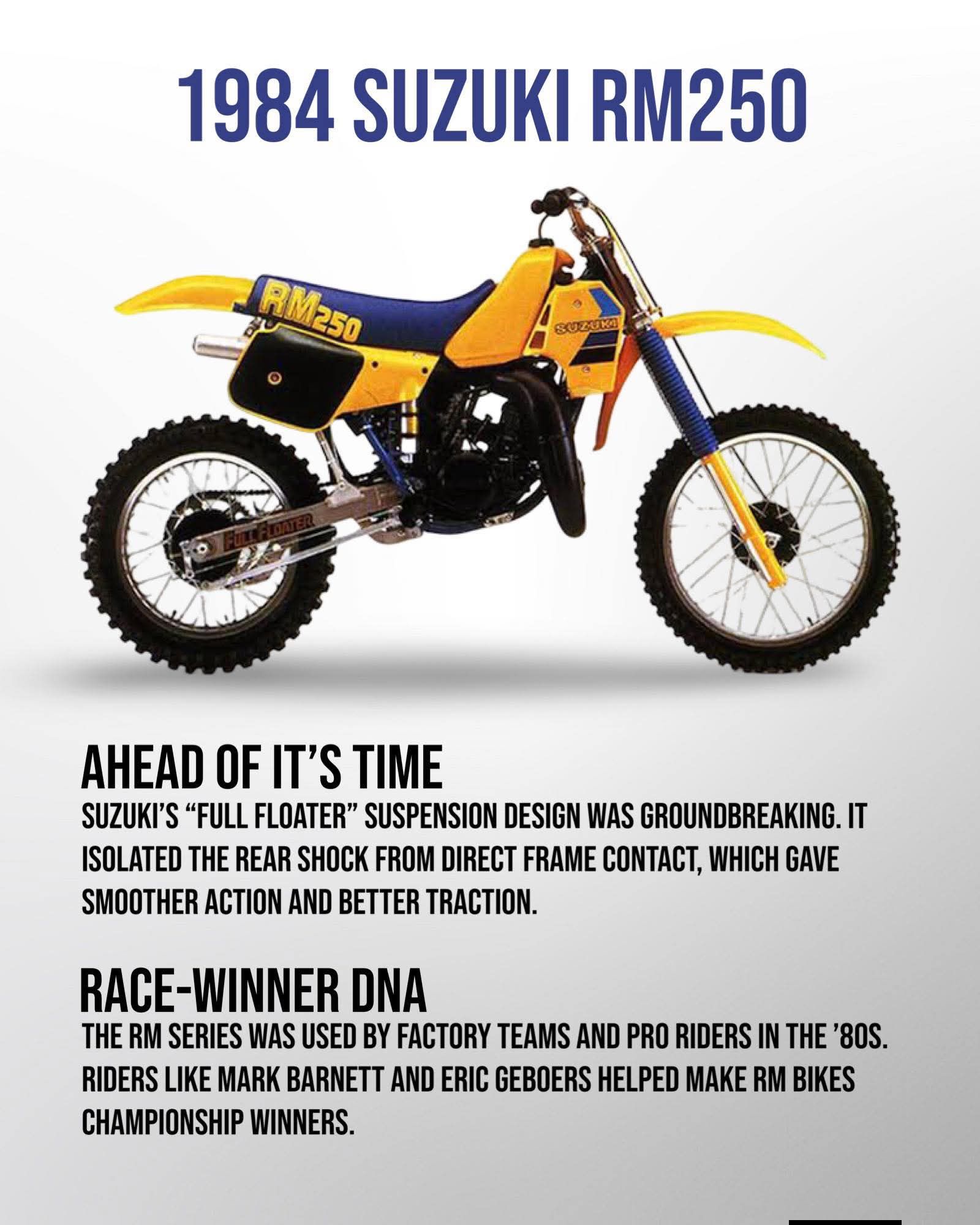 1984 Suzuki RM250 Light, fast, and wild?? . . . #vintagehonda 