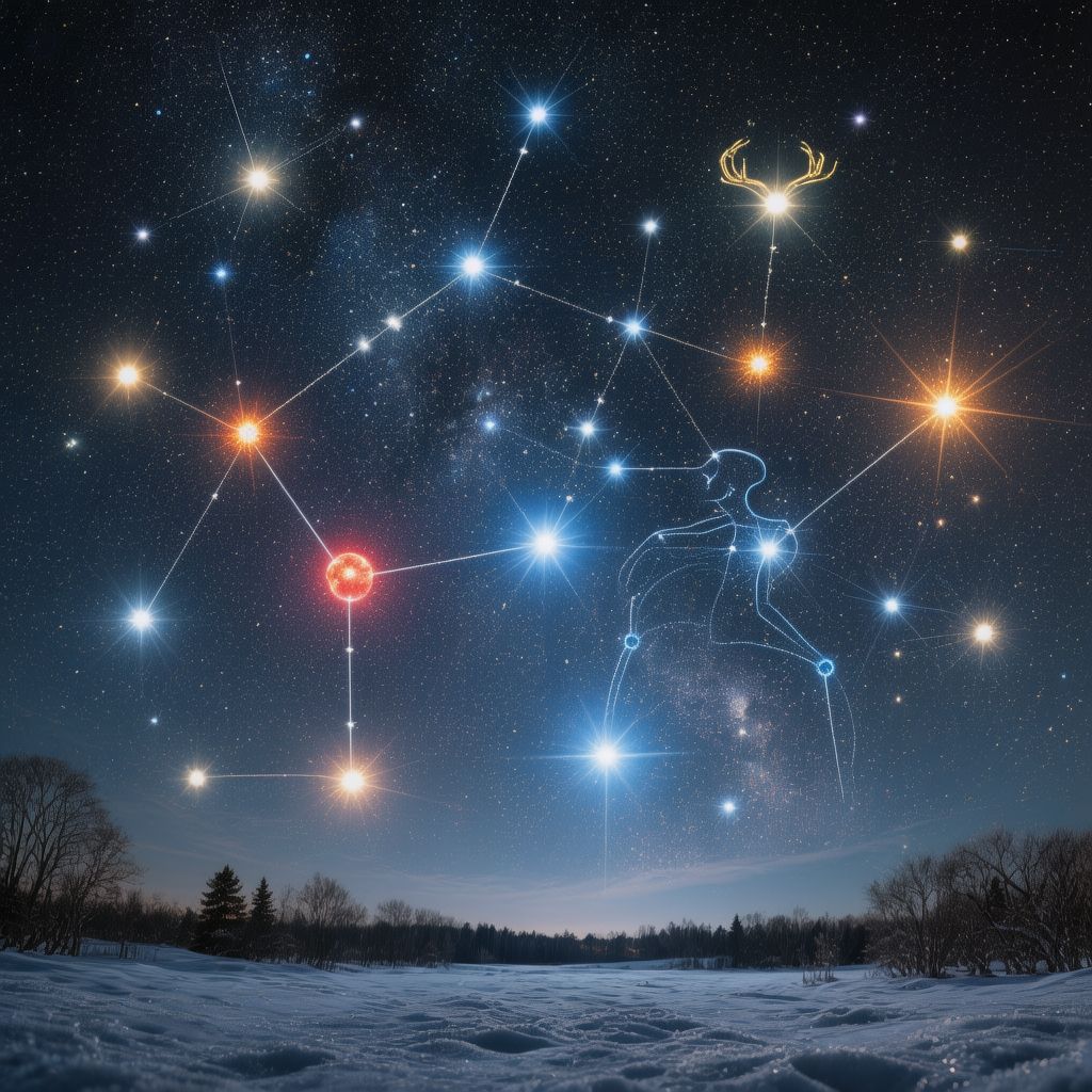 Space - Stunning winter night sky panorama, showing 12 of the 15 ...