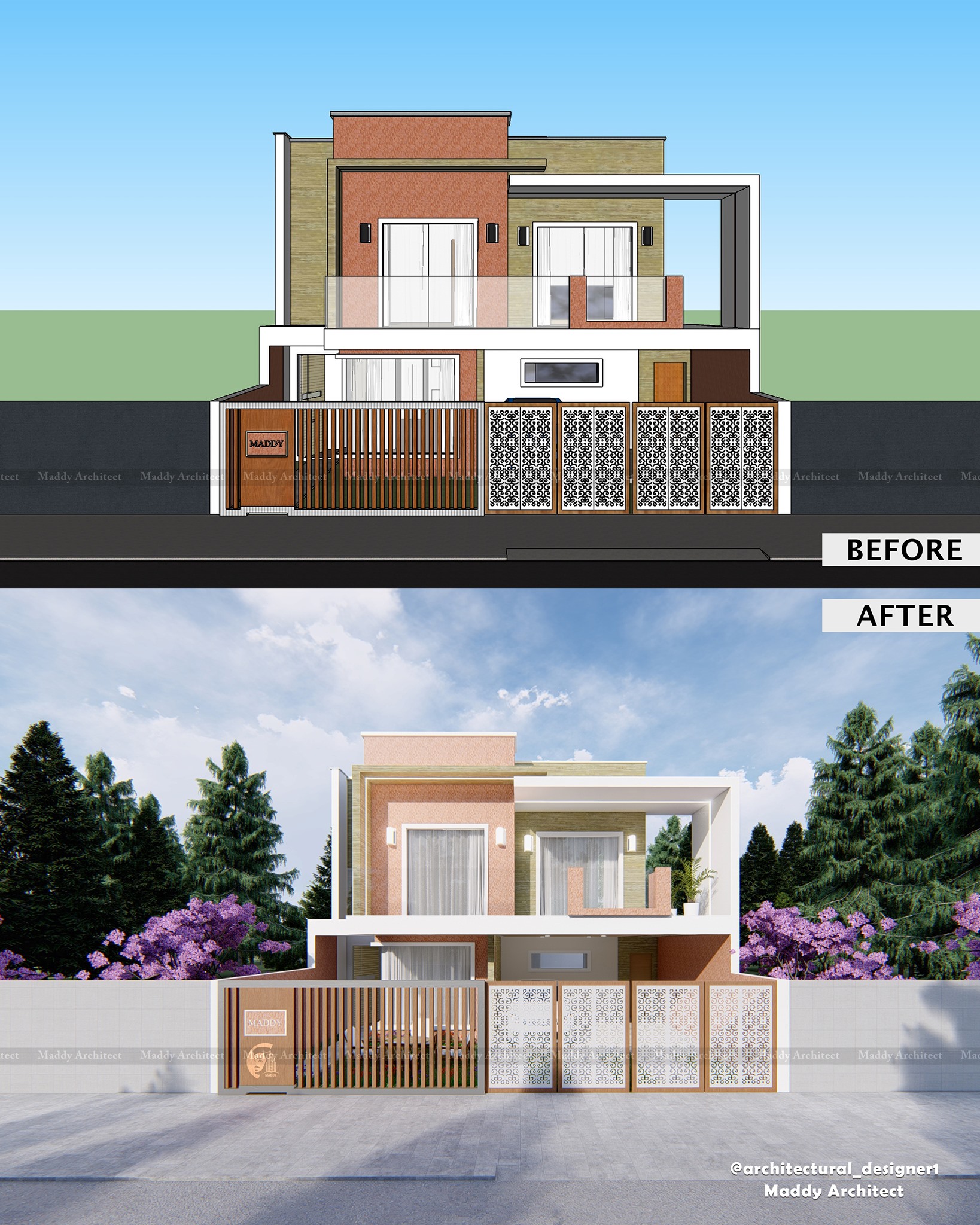 Maddy Architect - 👉 House Elevation design 😍 Rate out of 1...
