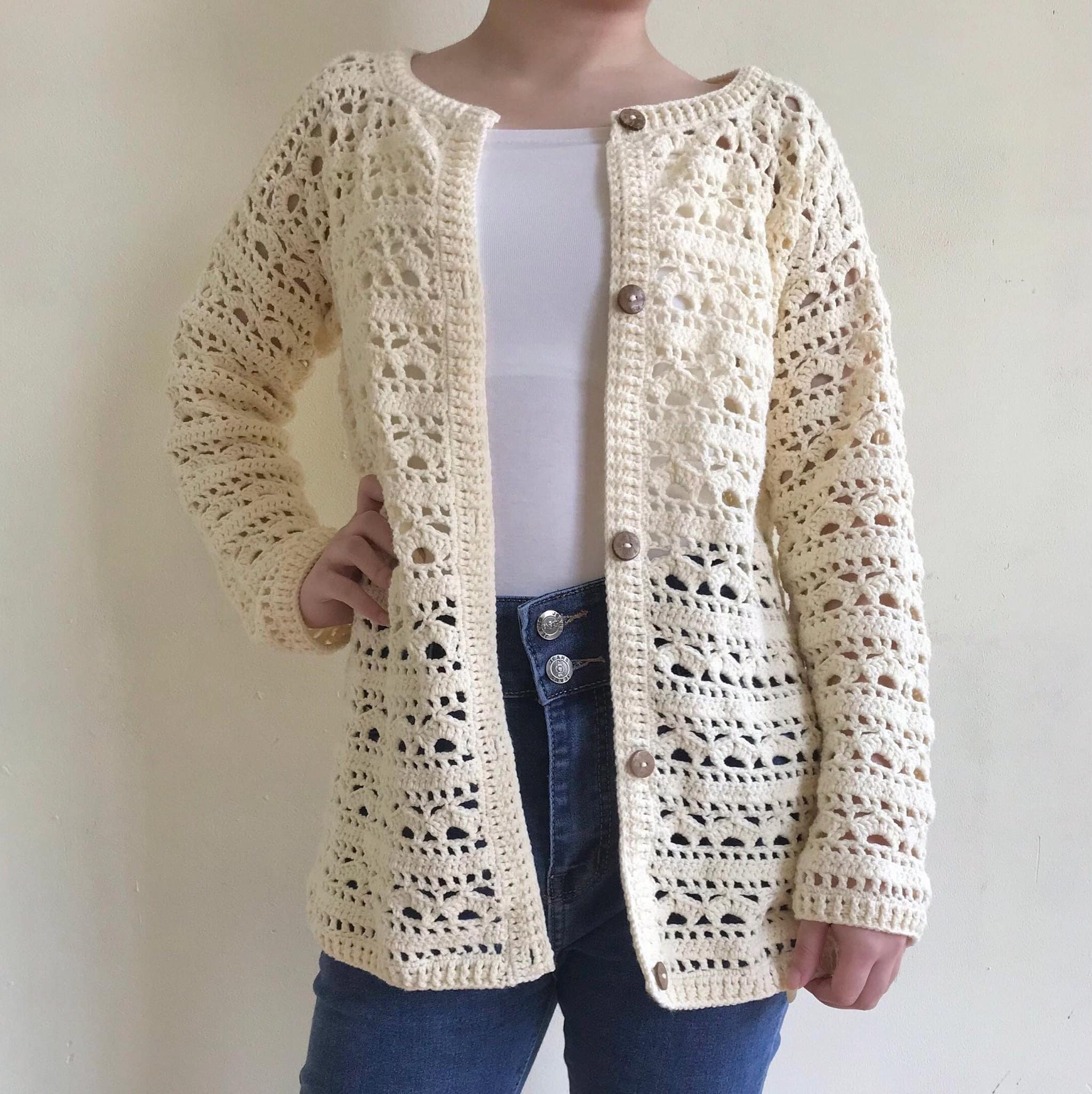 NEW PATTERN! The Easy Lace Cardigan Crochet Pattern uses a simple
