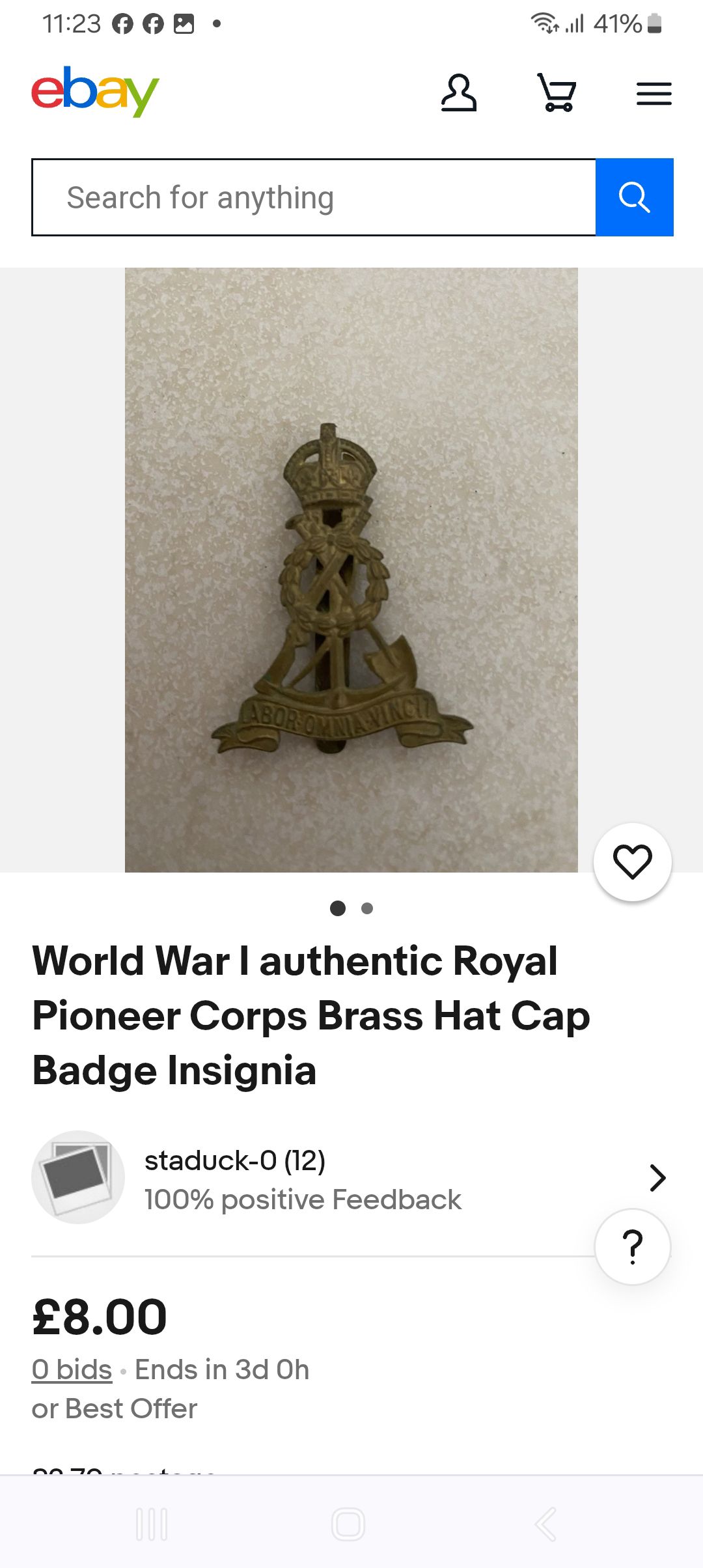 Royal Pioneer Corps, British Army Cufflinks in Box