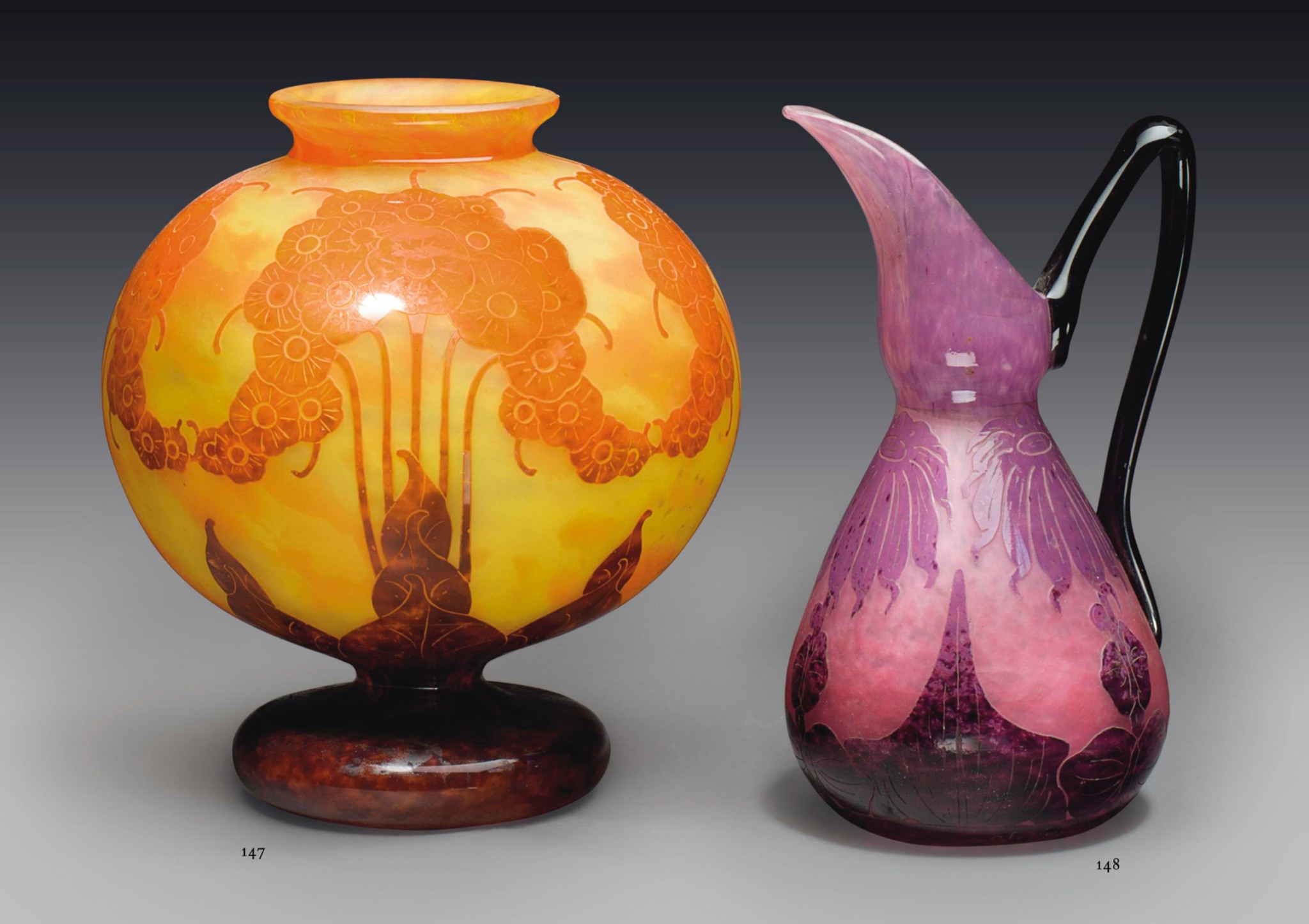 LE VERRE FRANÇAIS *A PITCHER, CIRCA 1925* vitrified cameo glass