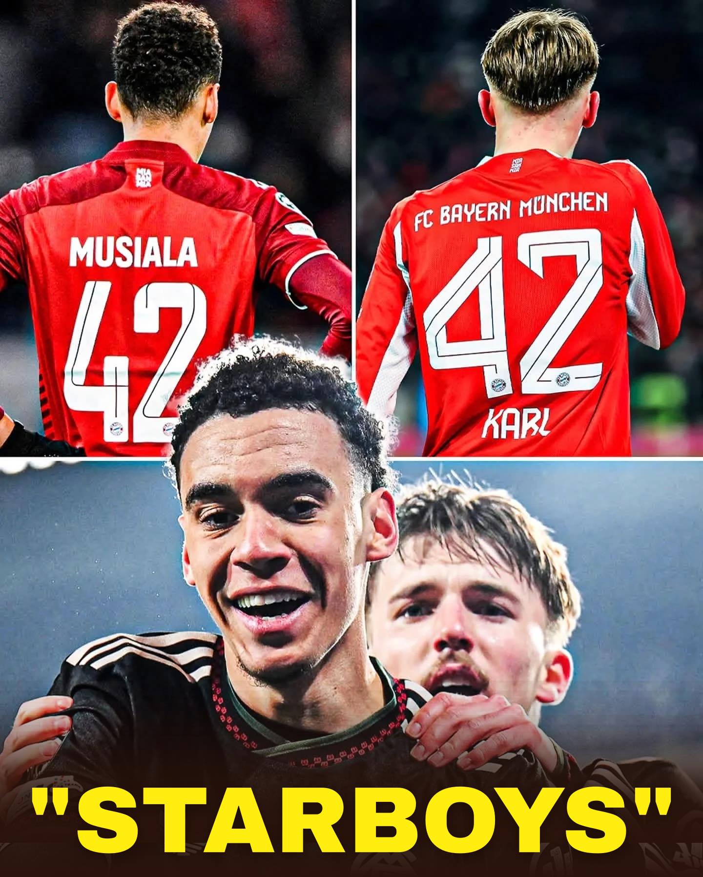 Jamal Musiala and Lennart Karl wear number 42 at Bayern Munich