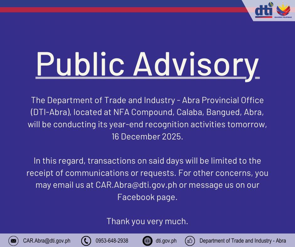 DTI - The Department of Trade and Industry - Abra Provincial Office ...