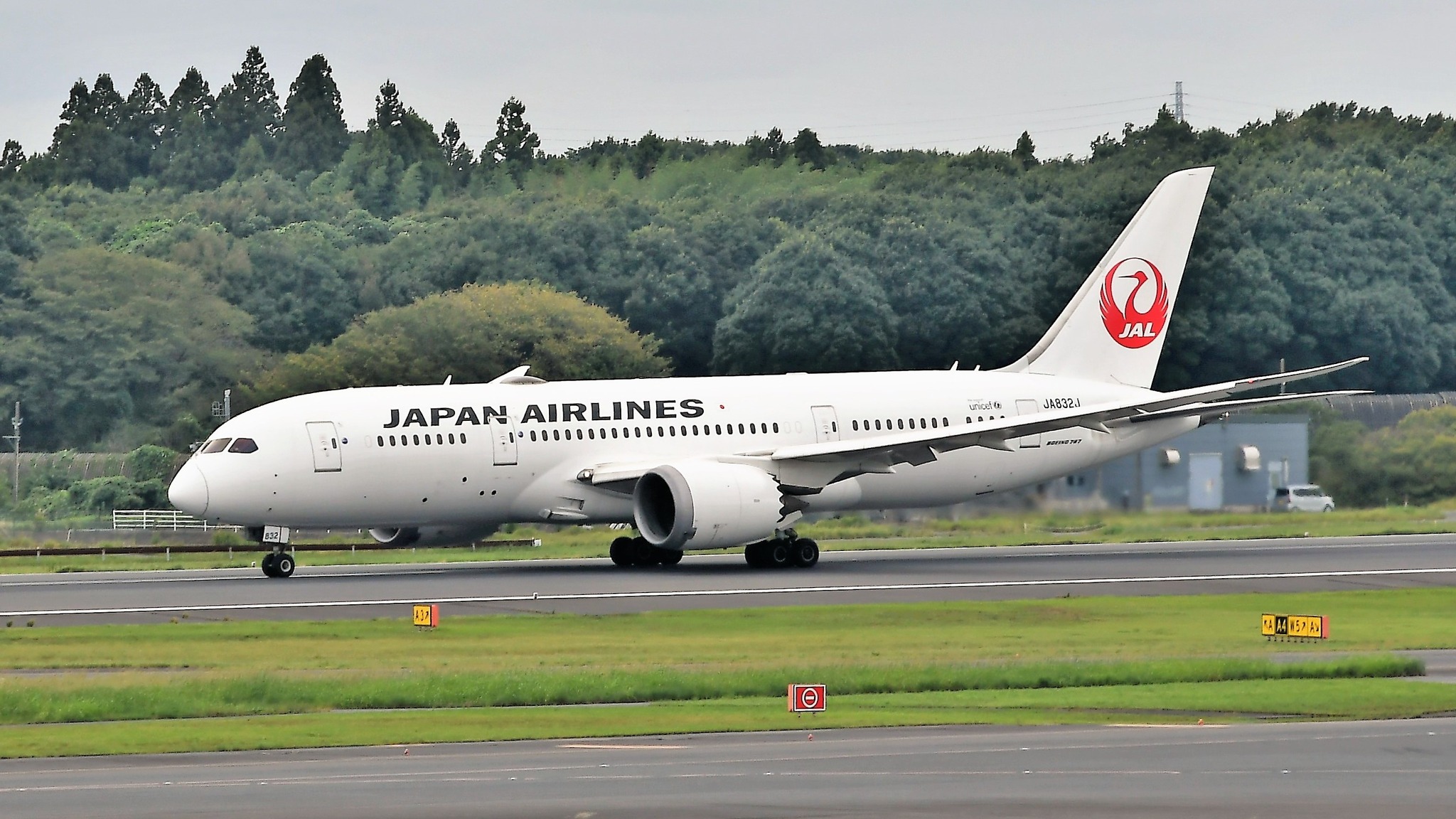 JA832J（登録記号）JAL・日本航空 Boeing 787-8 Dreamliner。