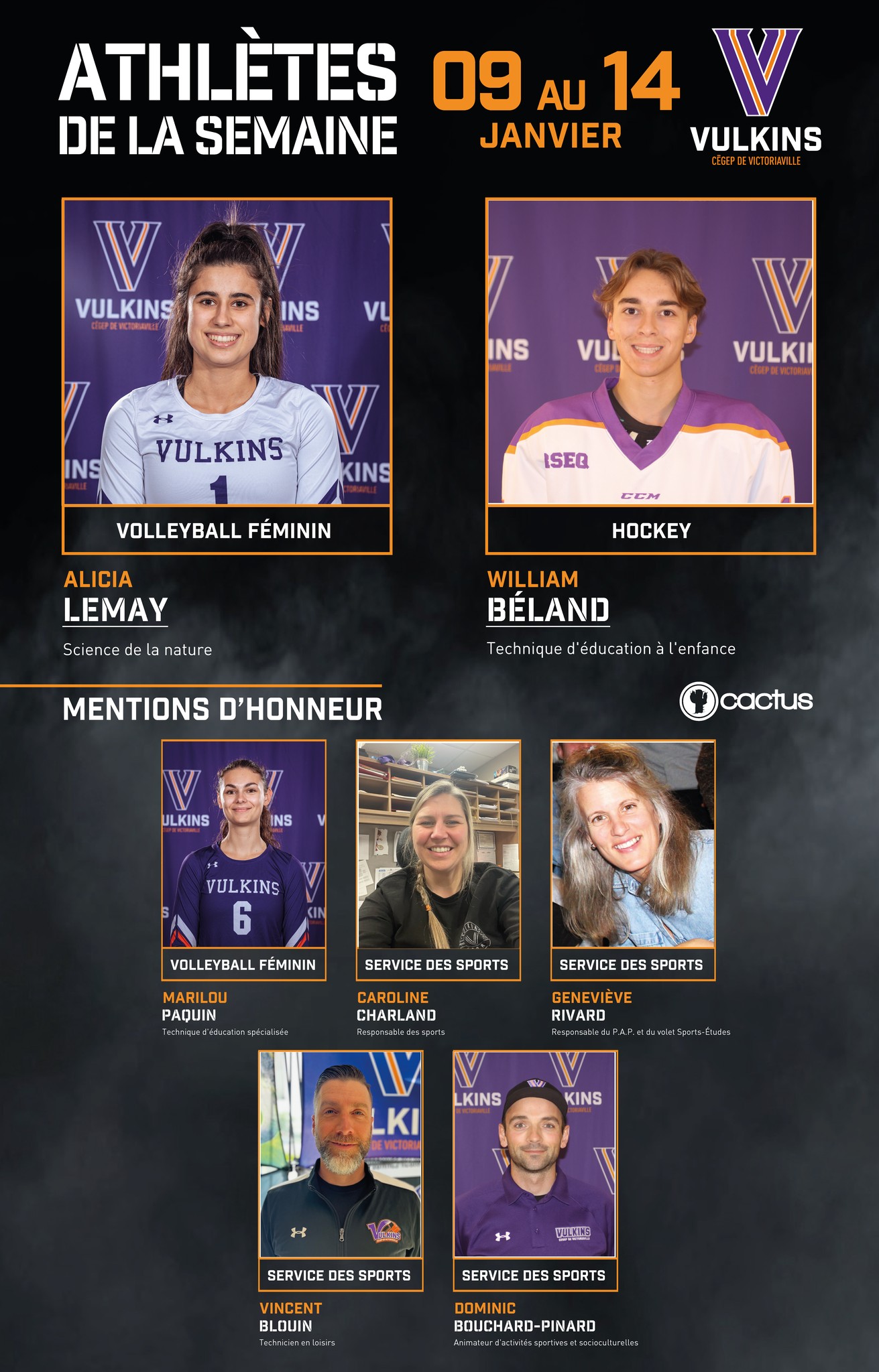 ATHLÈTE DE LA SEMAINE |... - Vulkins Cégep de Victoriaville