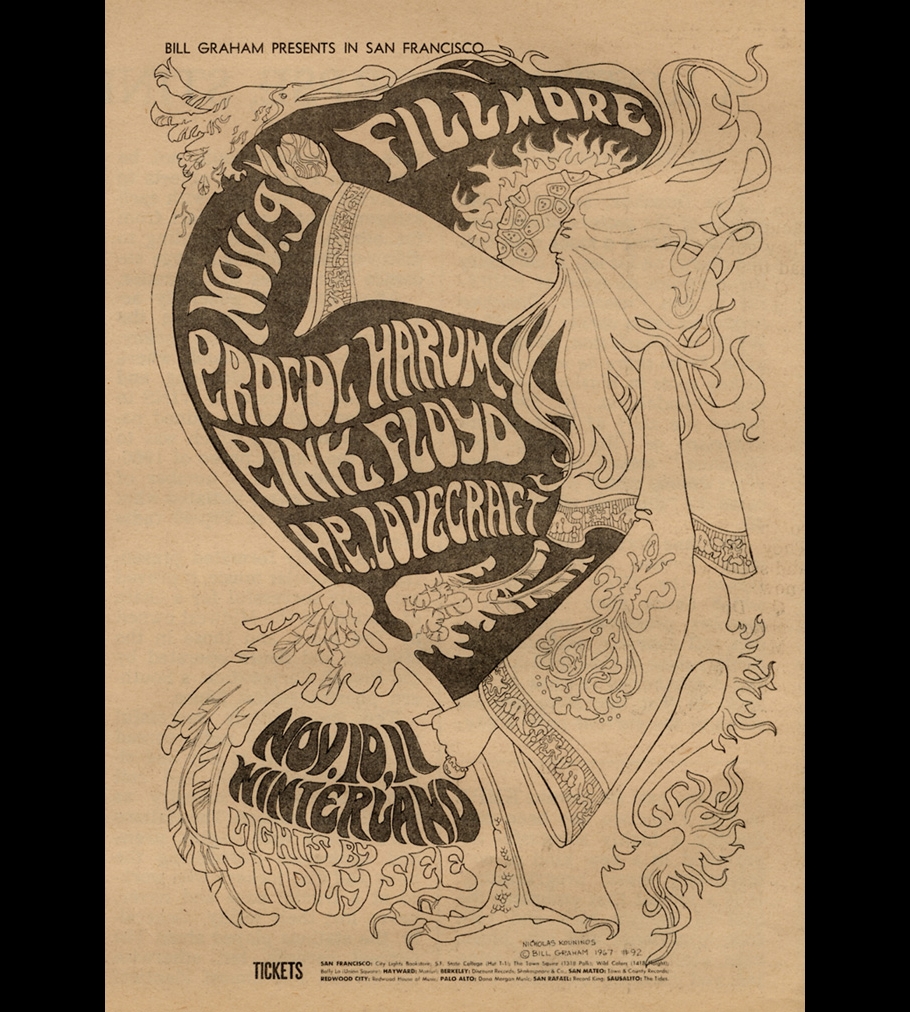 A rare monochrome version of the concert poster for the Floyd's