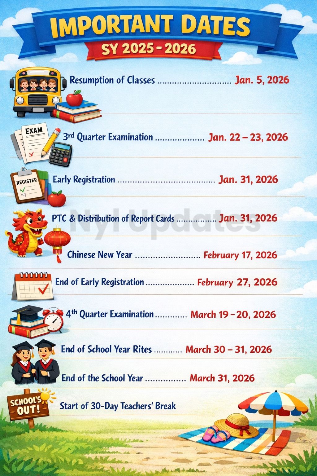 Nyl Updates - Remaining Important Dates for SY 2025 - 2026... | Facebook