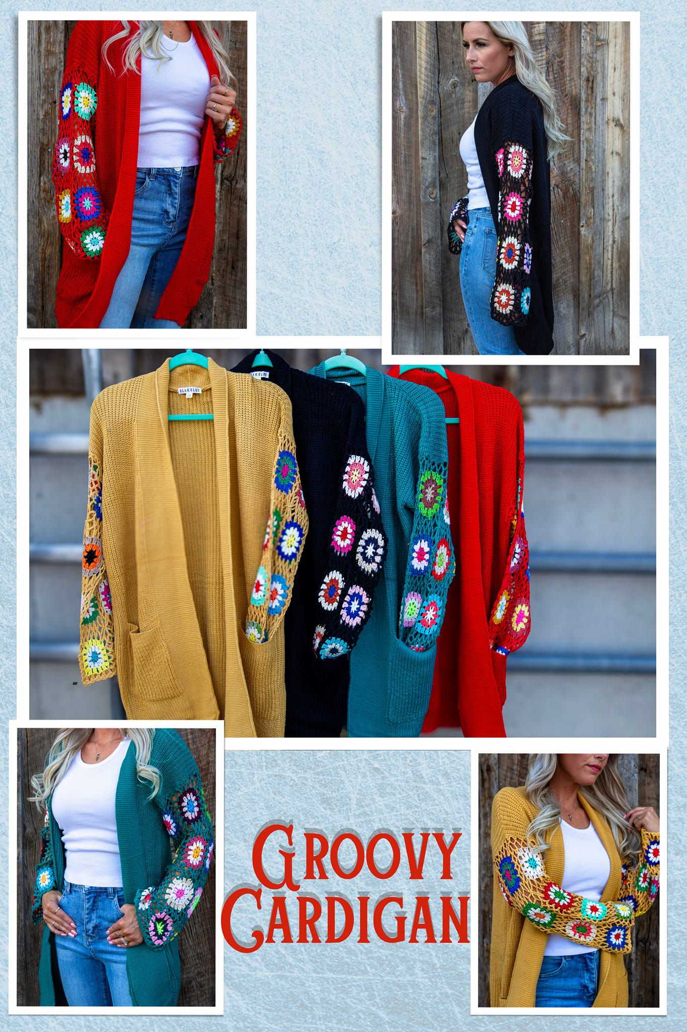 One-piece cardigan construction for sleeves