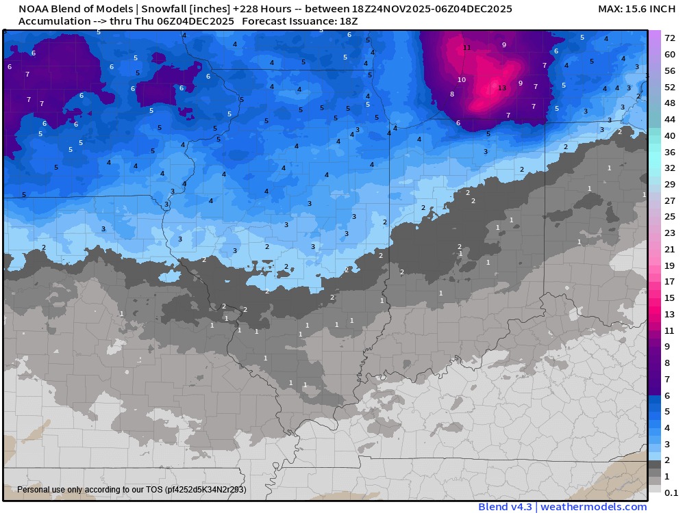 Illinois - Here is a blend of supercomputer weather models showing ...
