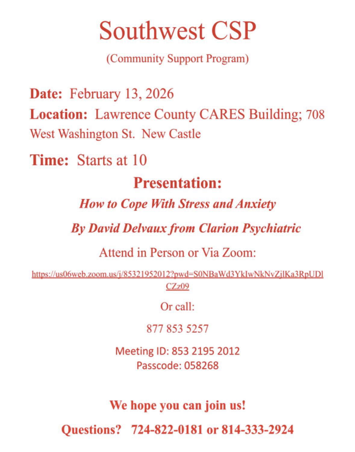 Lawrence County Community Support Program | New Castle PA