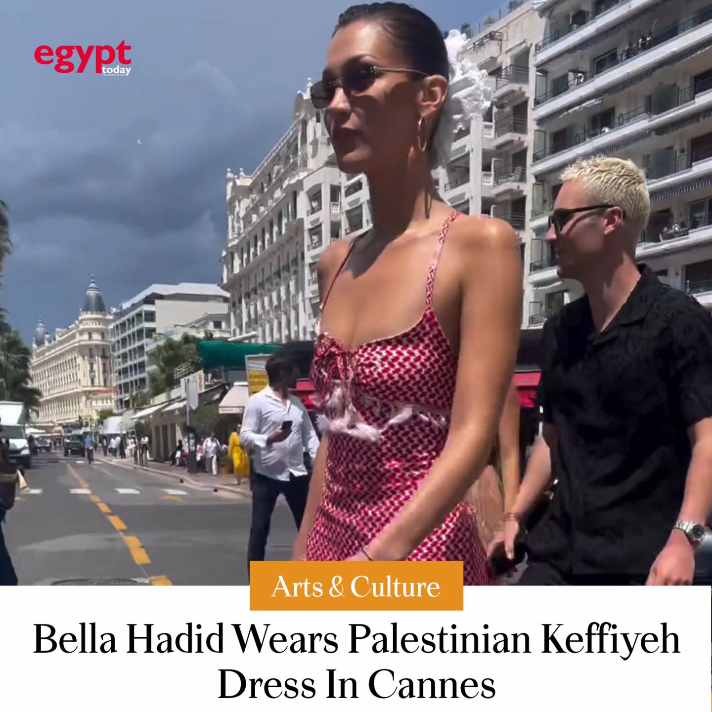 Bella Hadid Wears Palestinian Keffiyeh Dress In Cannes Hadid was keen to show her solidarity with Palestine on the sidelines of the Cannes Film Festival and wore a Palestinian Keffiyeh dress