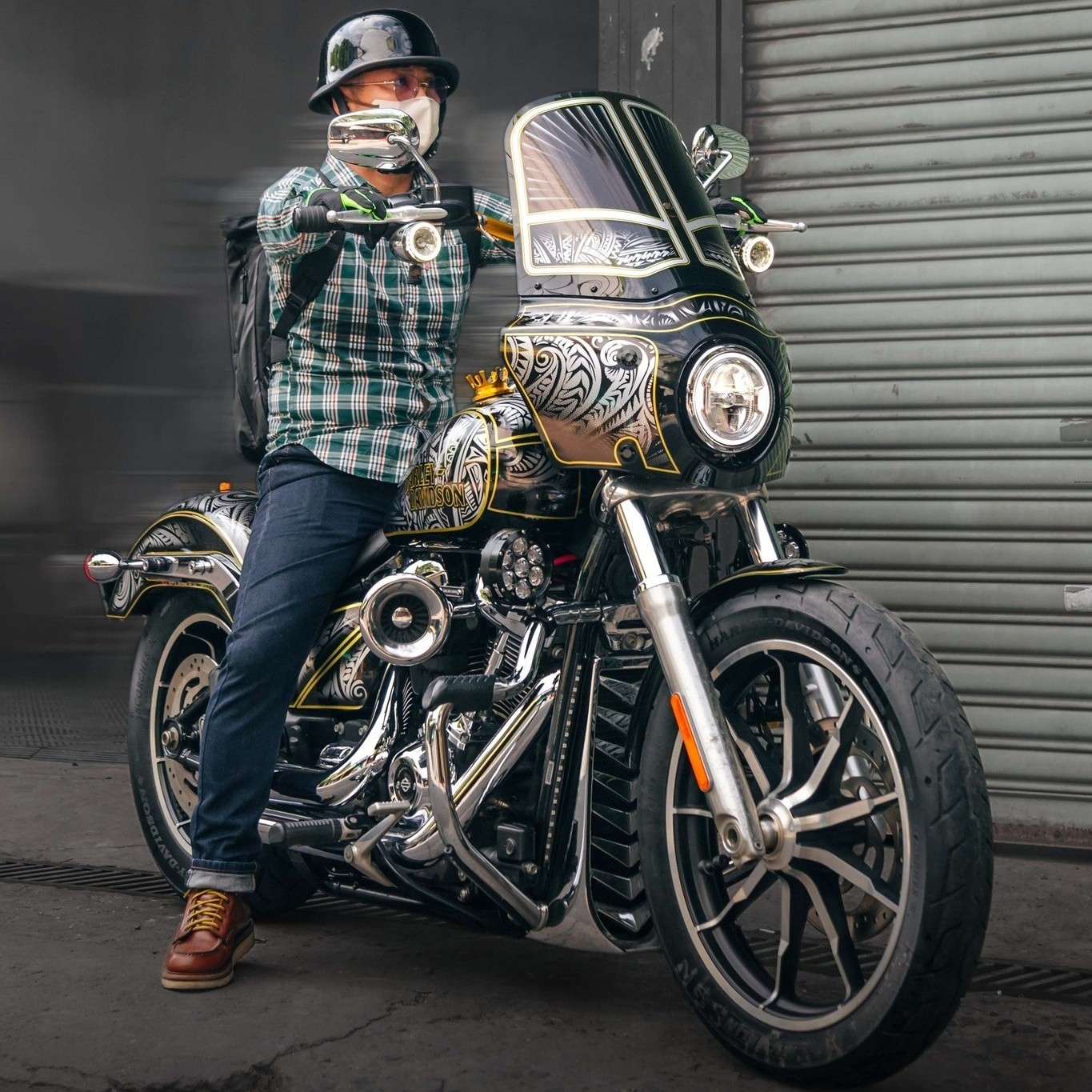 Harley-Davidson Low Ride style Maori 🔥 #GATDECAL #harleydavidson