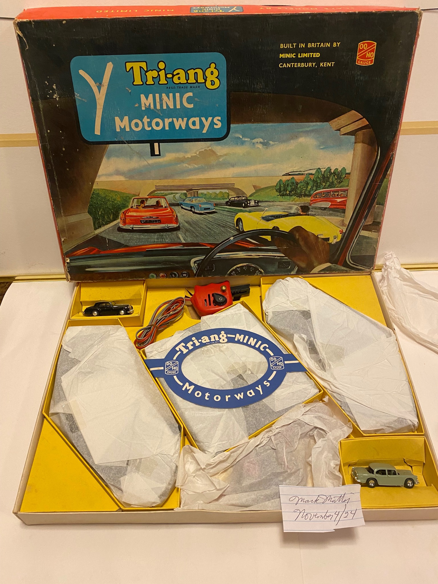 Minic Motorways slot car system. A Tri-ang product that entered