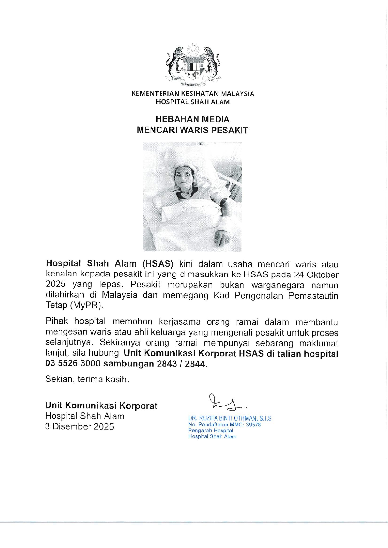 Hospital - HEBAHAN MEDIA MENCARI WARIS PESAKIT Hospital Shah Alam (HSAS ...