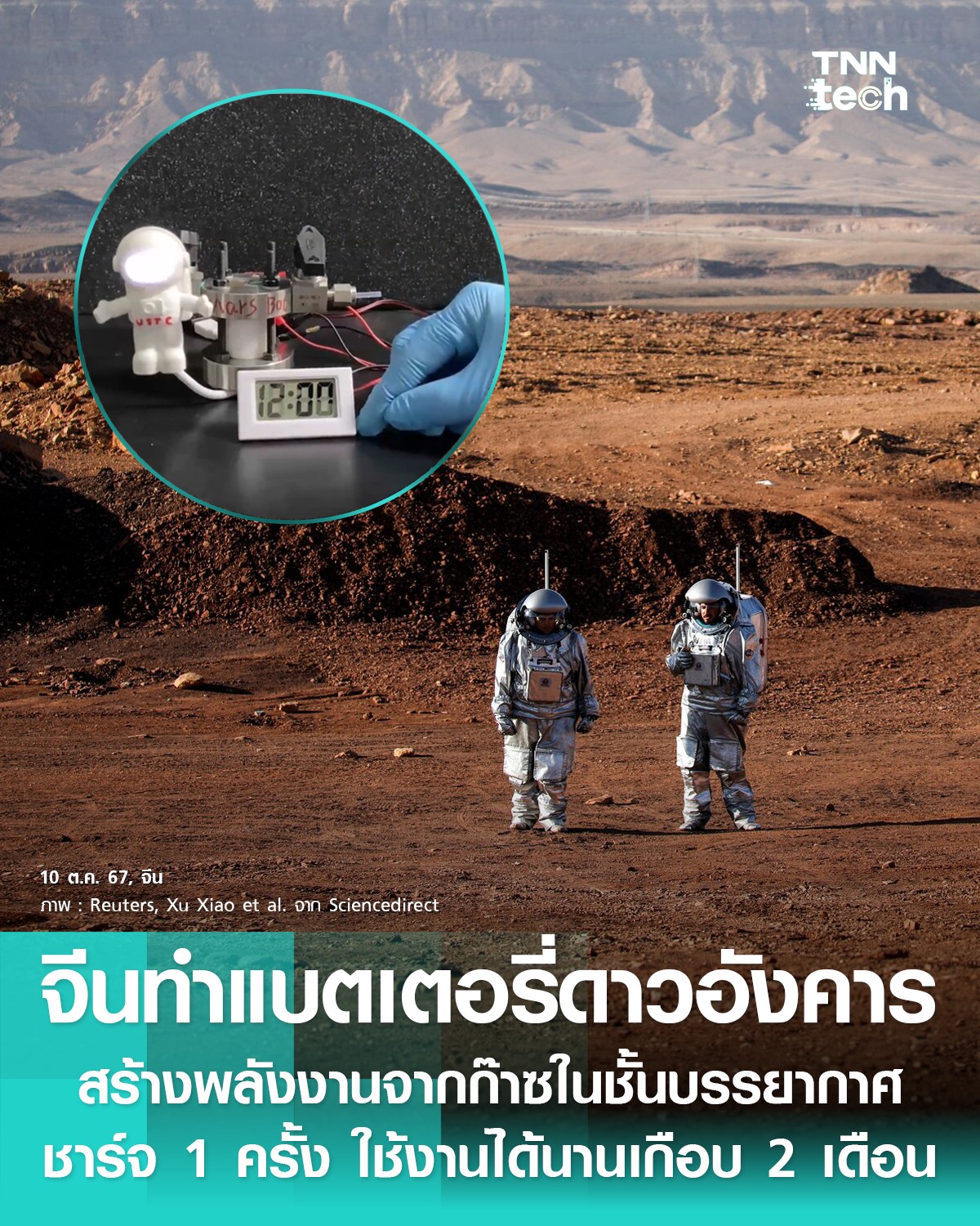TNN - จีนทำแบตเตอรี่ดาวอังคาร สร้างพลังงานจากก๊าซในชั้นบรรยากาศ ชาร์จ 1 ...