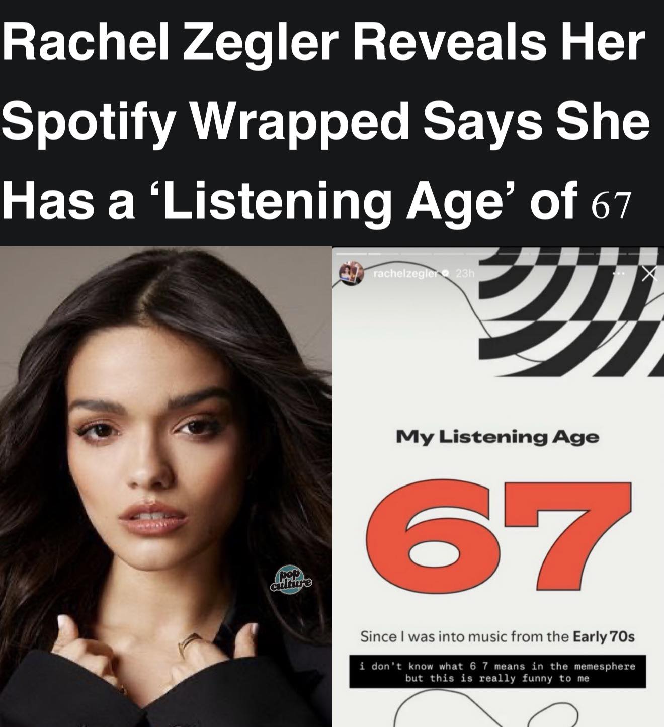 Pop - Rachel Zegler shares that her Spotify Wrapped listening age is 67 ...