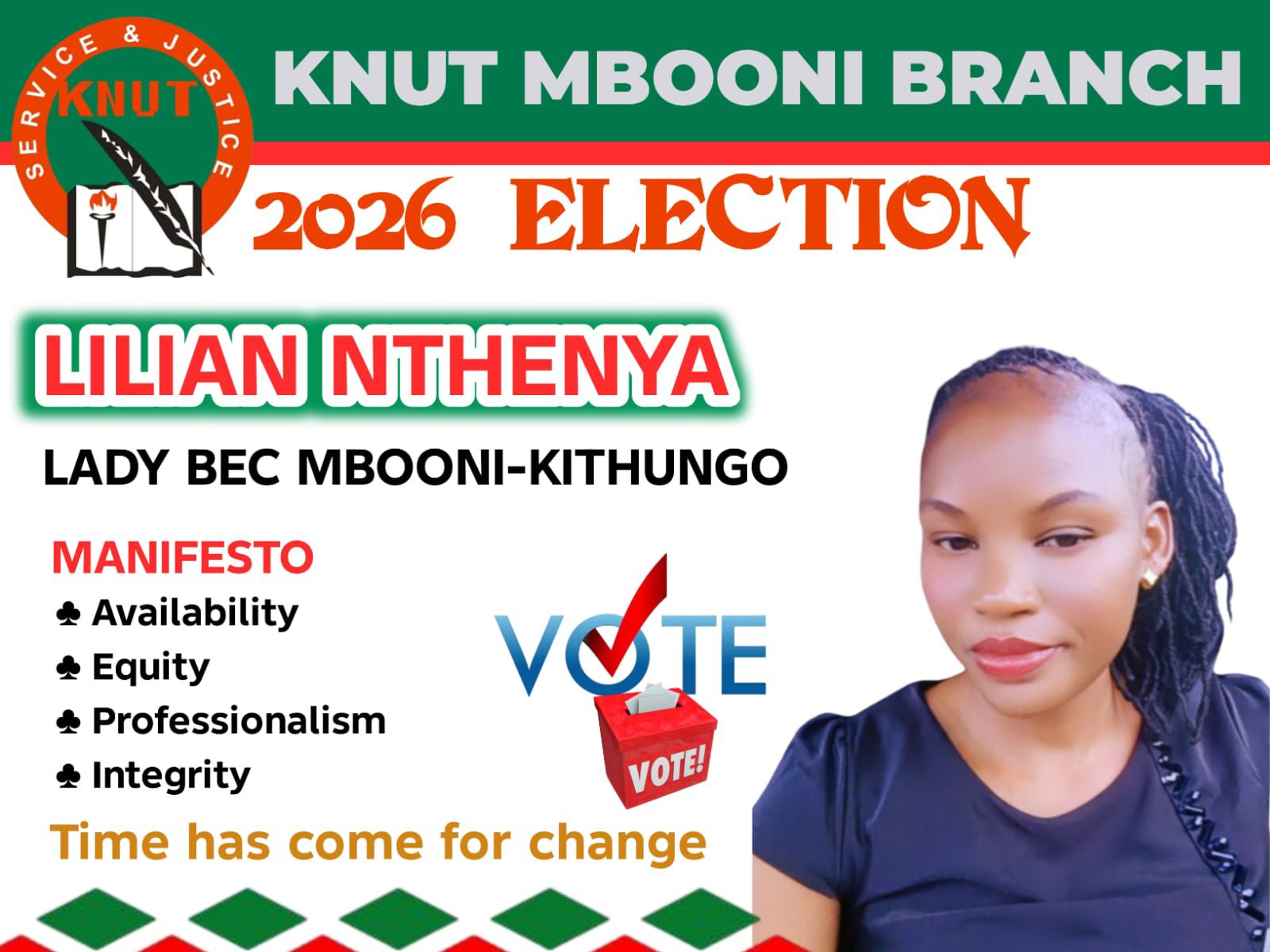 𝐌𝐮𝐭𝐚𝐢 - Meet the incoming KNUT BEC Mbooni Kithungo Madam Lilian Nthenya ...