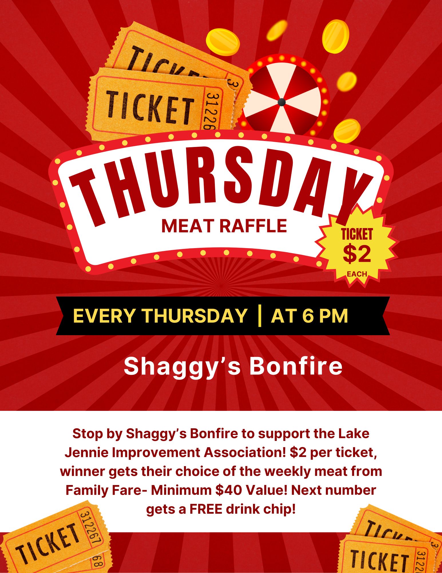 Thursday night LJIA Meat Raffle at Shaggy's Bonfire