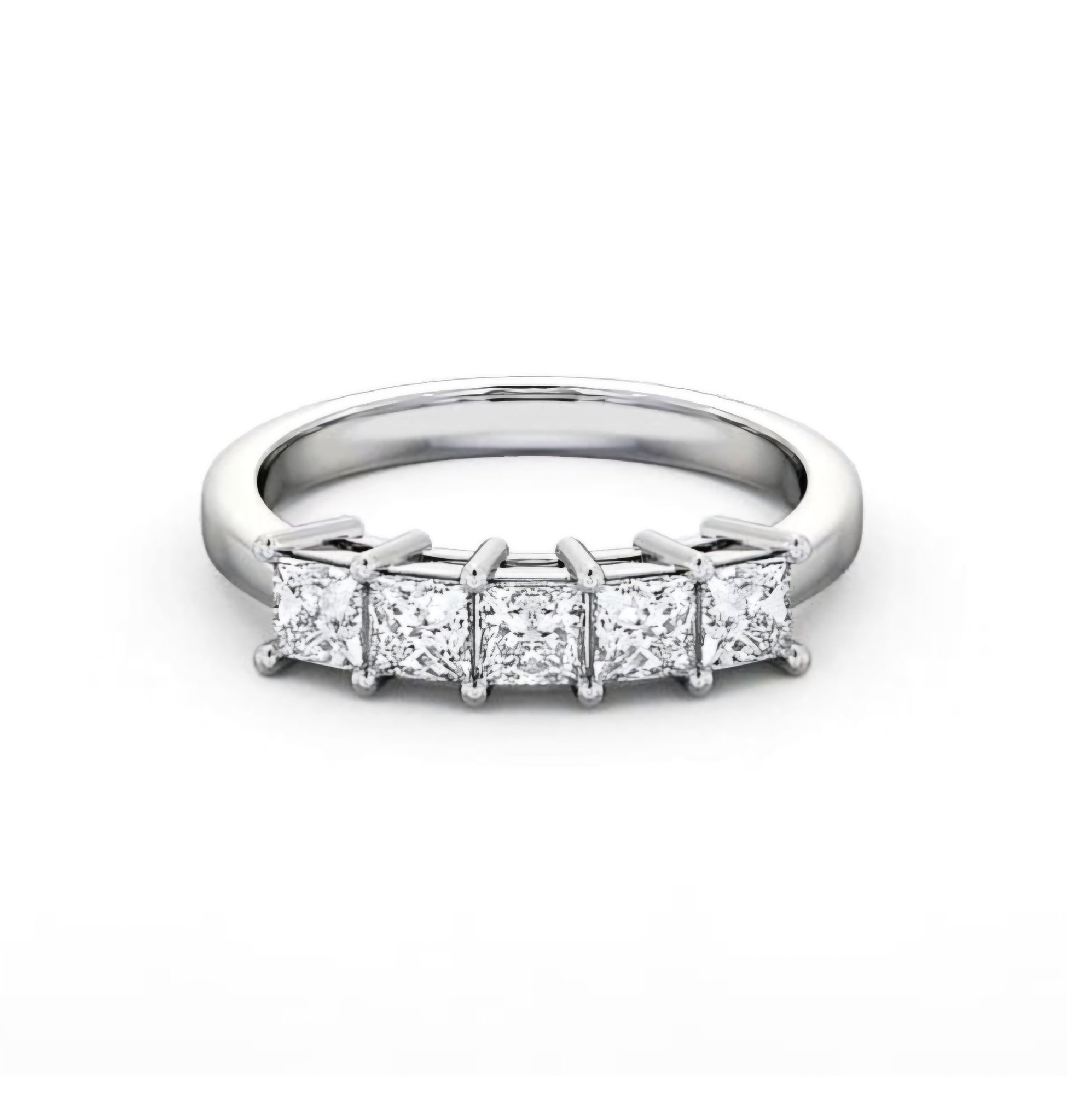 Princess Cut Cubic Zirconia Engagement Ring - 6mm (1.50ct) Solitaire With Side Stones, 10k White Gold, Size 7.5