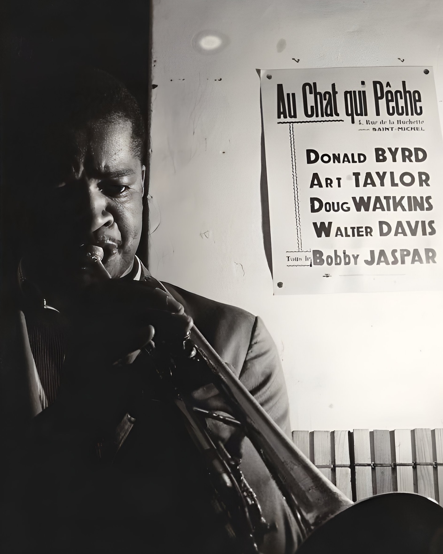 Donald Byrd playing trumpet on the A Train in New York City with