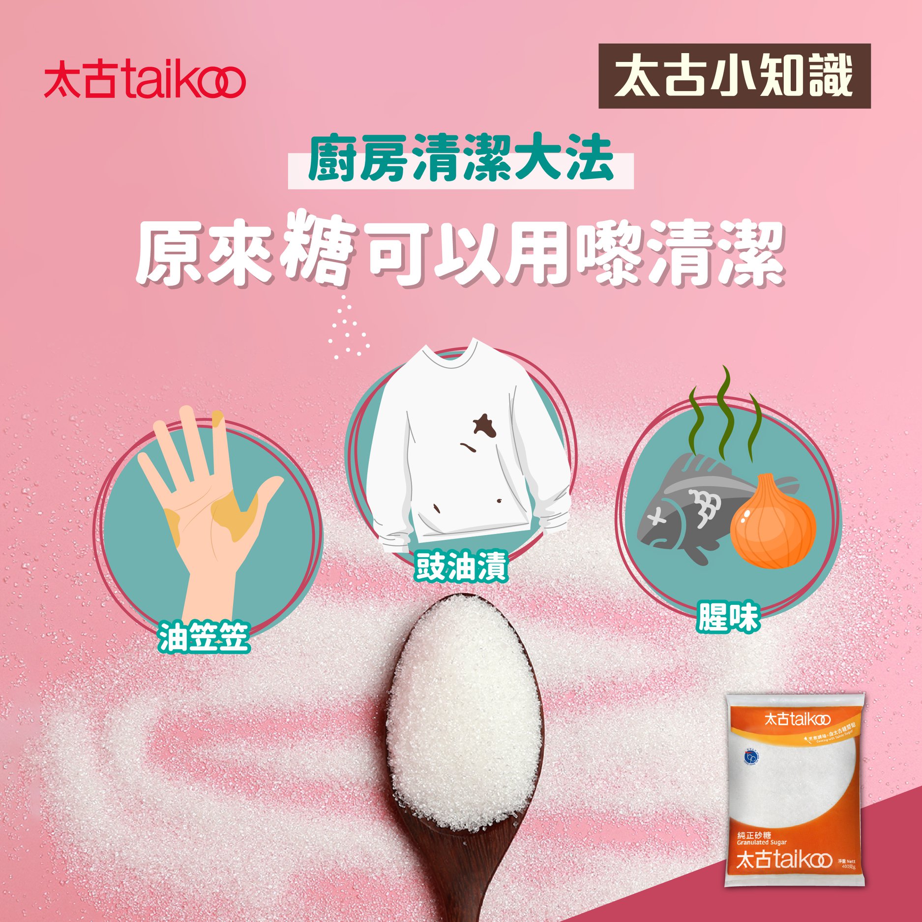 Taikoo Sugar - 【太古小知識：廚房清潔大法─原來糖可以用嚟清潔😯】 一個廚房點可以冇糖！ 糖係煮餸必備就人人都知，但其實糖仲係 ...