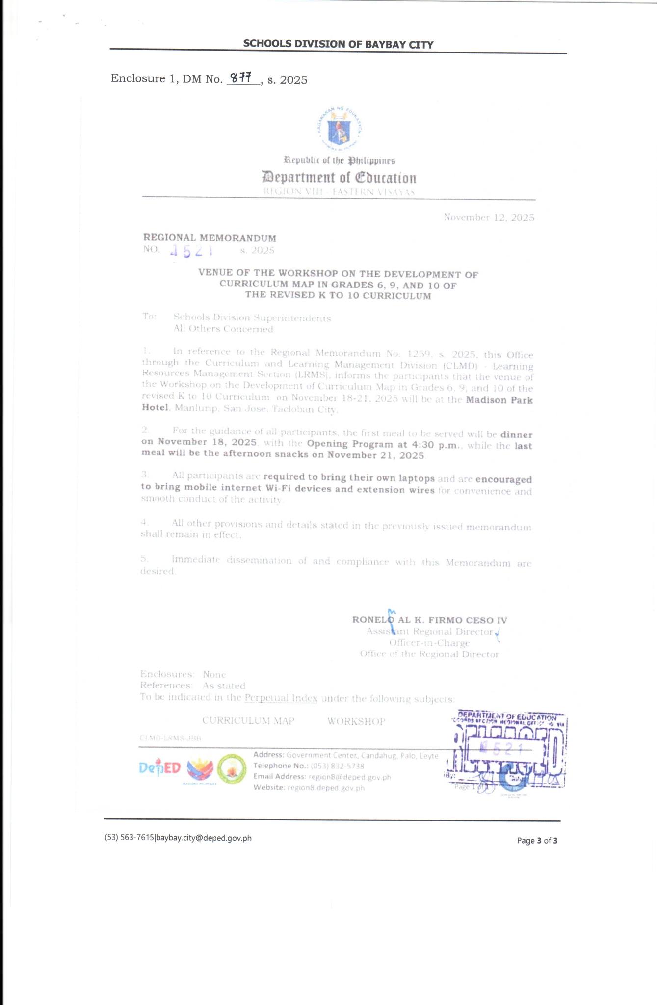 Recs Senag - DM NO 877, S. 2025 WORKSHOP ON THE... | Facebook