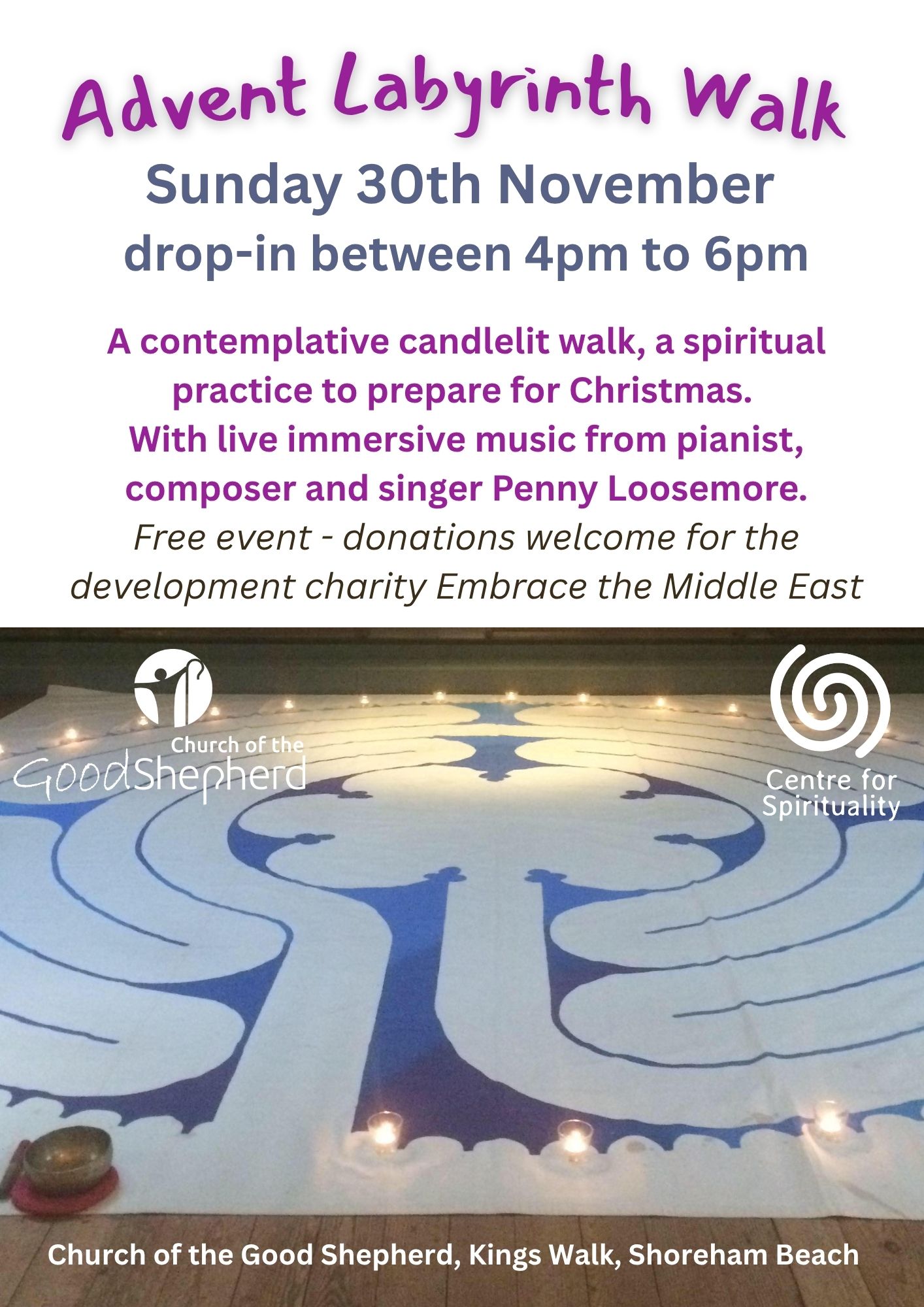 Church - A special event to begin the Advent season. Walk the labyrinth ...
