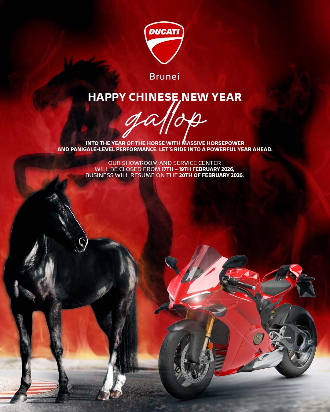 New year, same Ducati spirit. 🧧🐎 Trading horsepower for heart