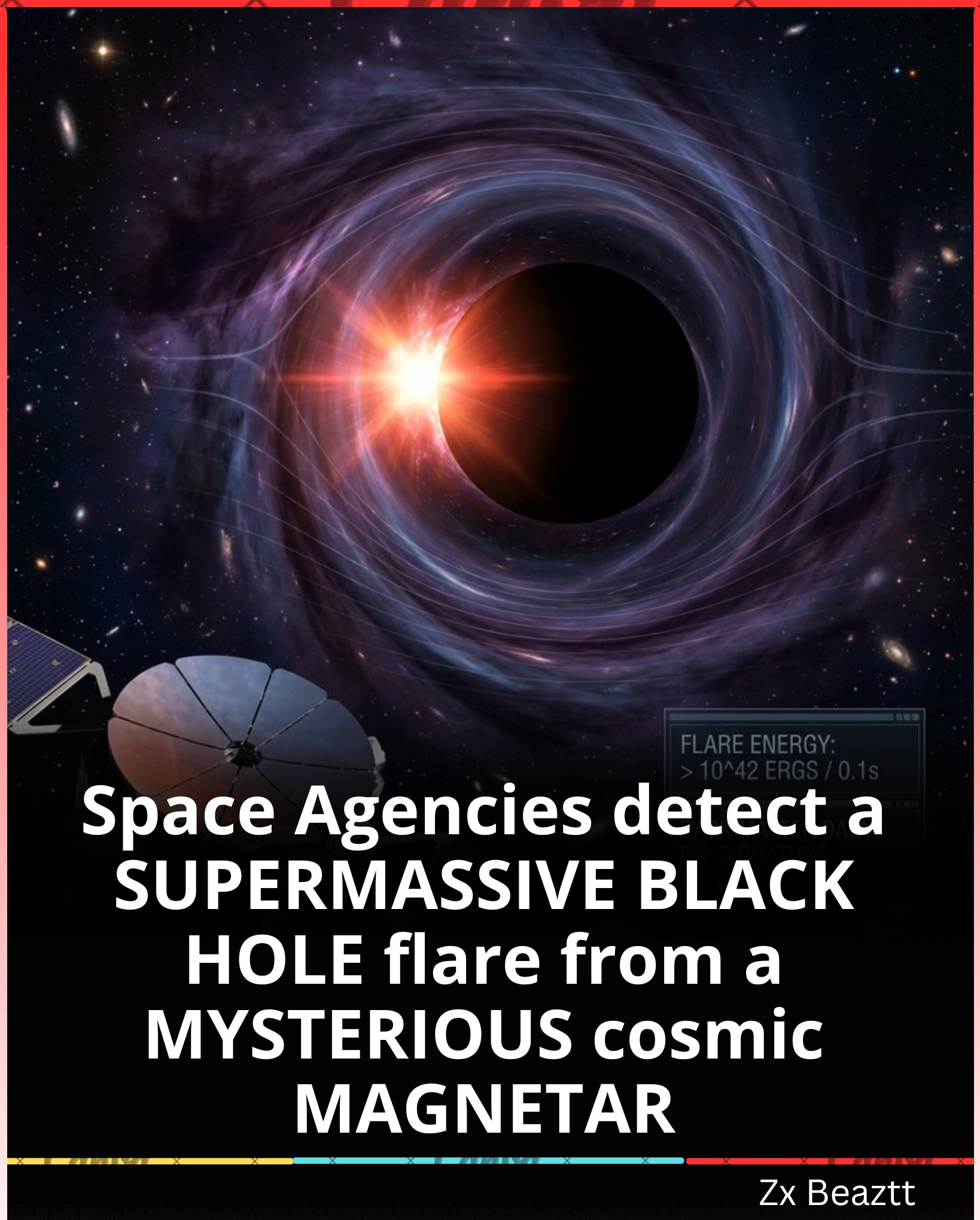 Magnetar flare warps space-time fabric