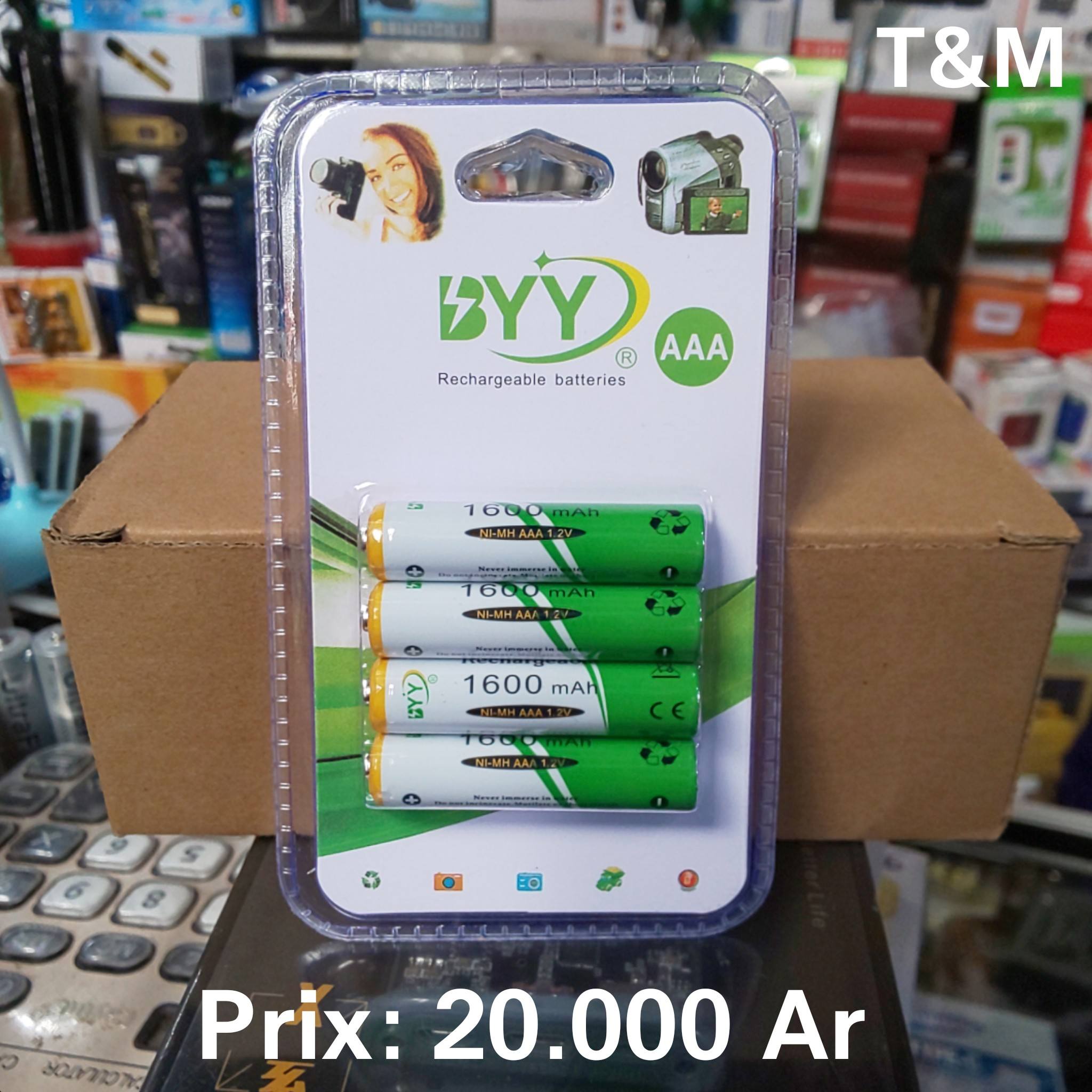 Piles - Pile Rechargeable AAA LR3 1,600 mAh BYY Prix: 20.000 Ar ...
