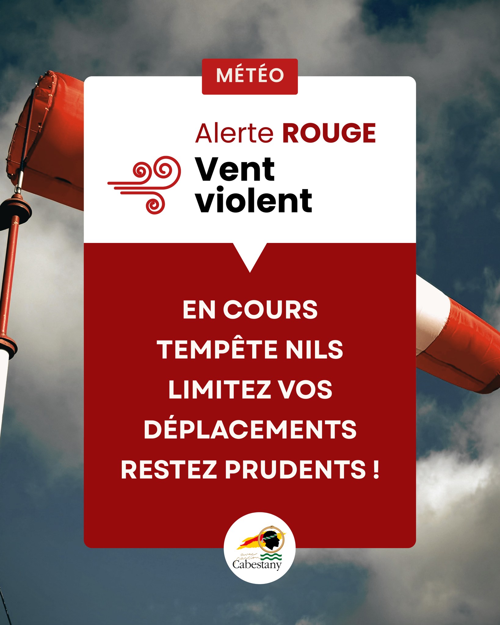 Cabestany - 🚨 ALERTE VENTS VIOLENTS – VIGILANCE ROUGE 🚨 Une alerte FR ...