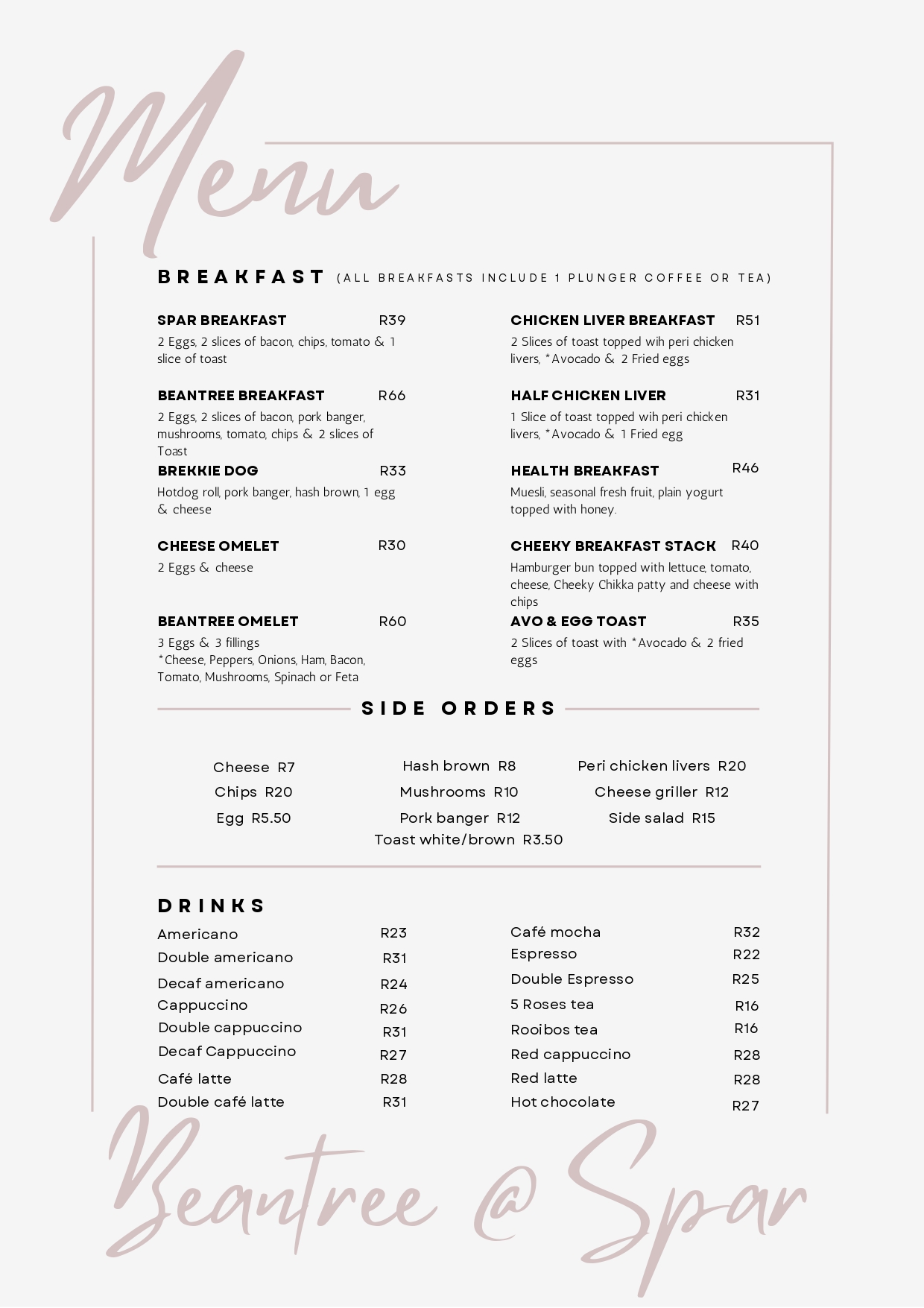 New Bean Tree Menu for 2023. Come... - My SPAR - Robertson | Facebook