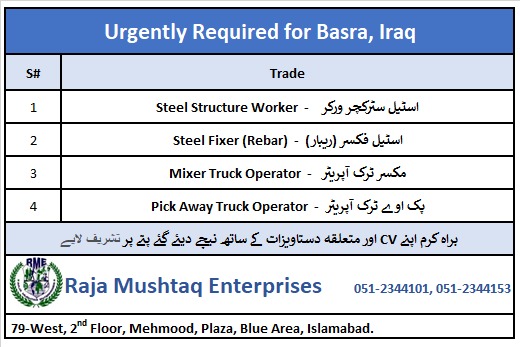 Raja - Required for Basra, Iraq. Interested candidates should visit our ...