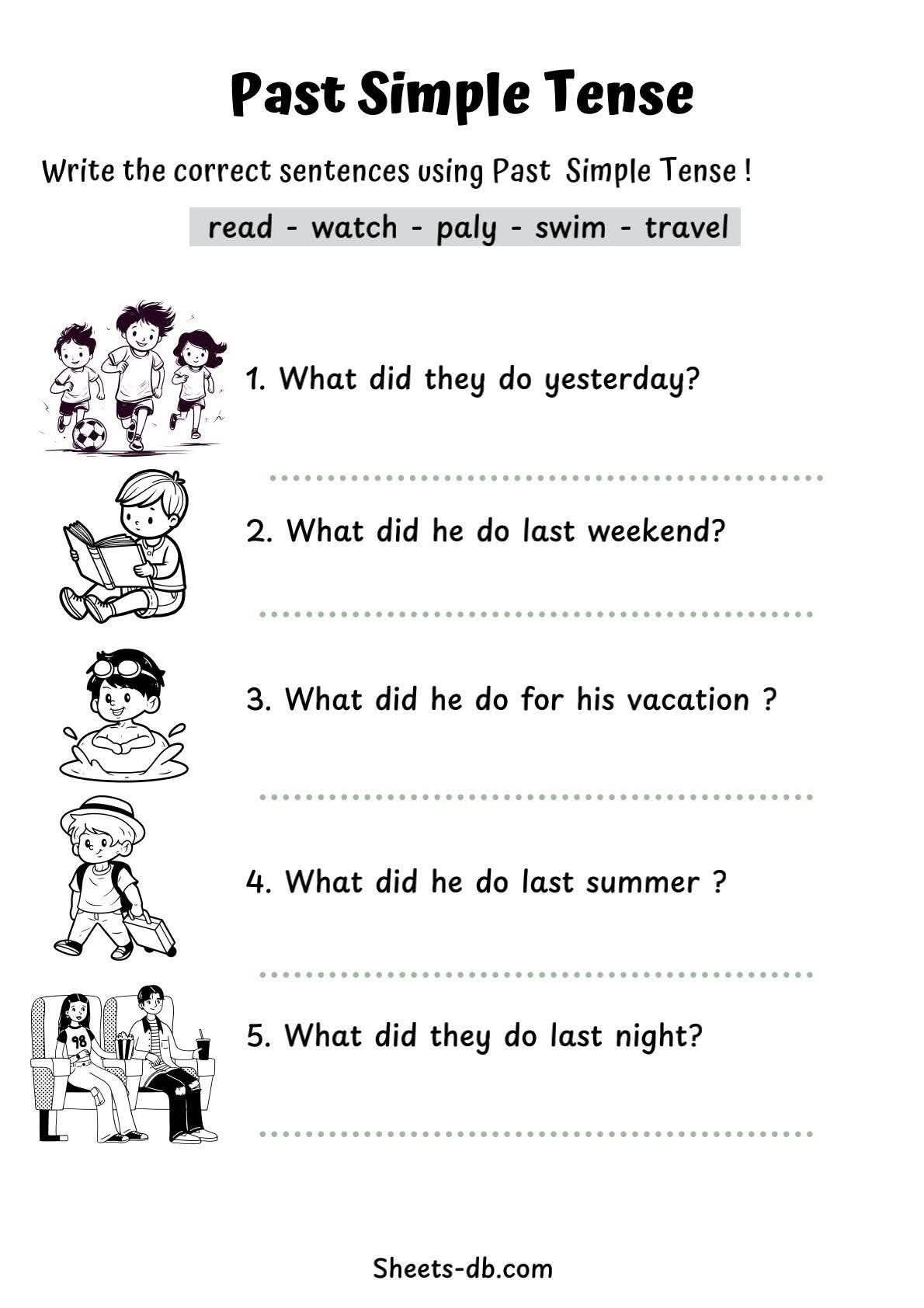 Sheets - Past Simple Tense 💥💥 Pdf👇 https://sheets-db.com/product/past ...