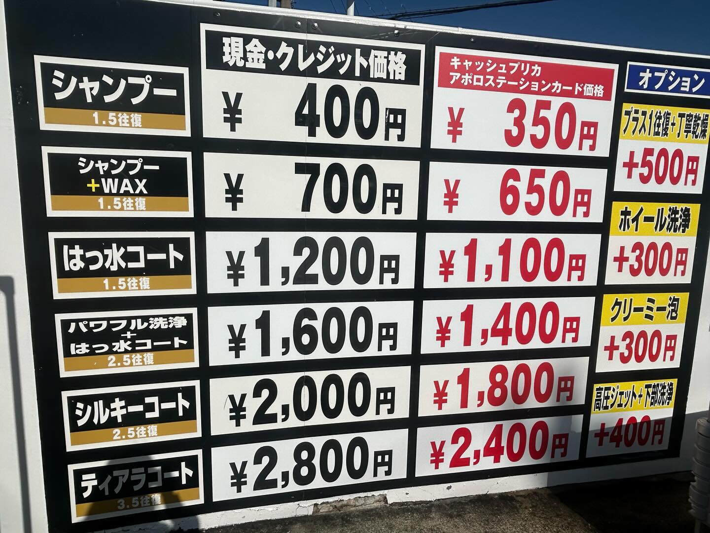 ガソリン スタンド 洗車 料金