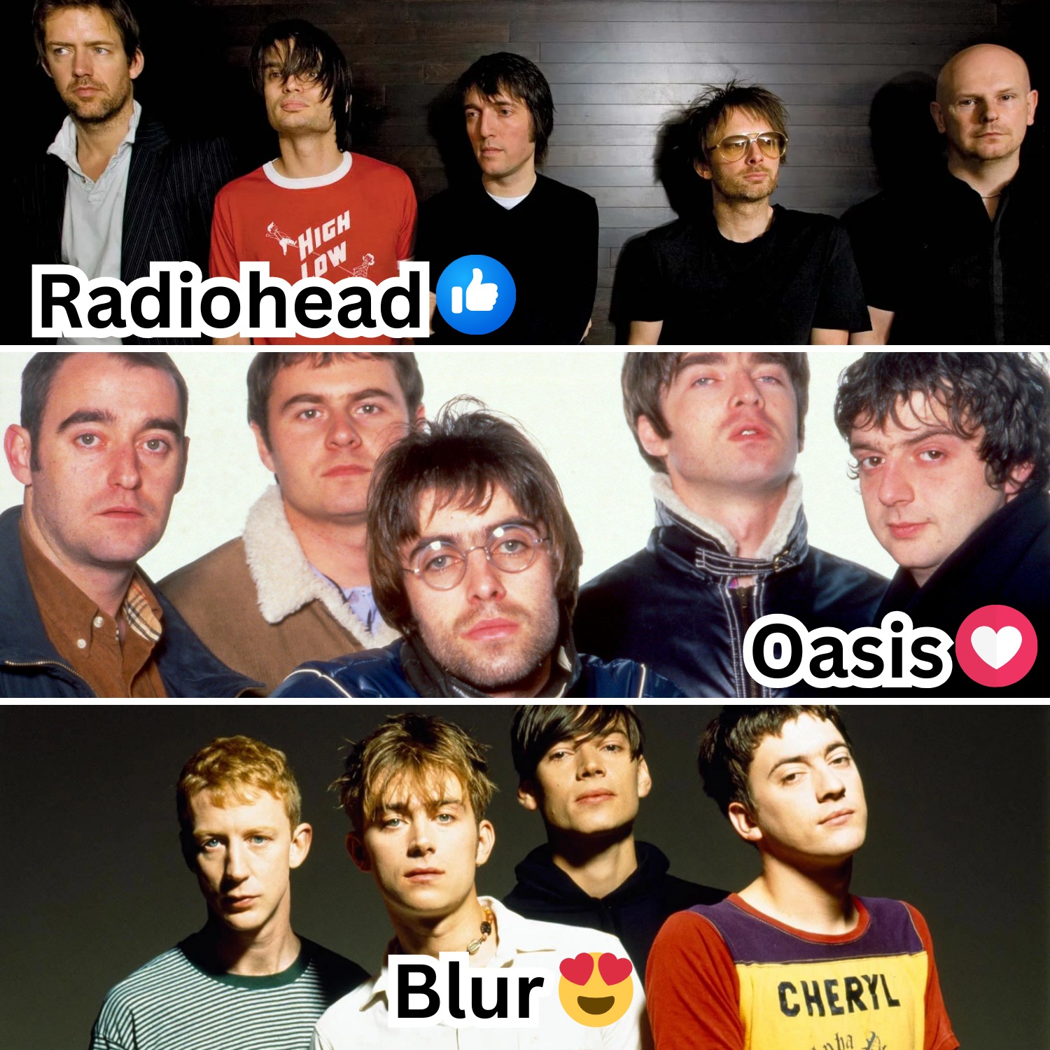 Oasis and Radiohead rock bands
