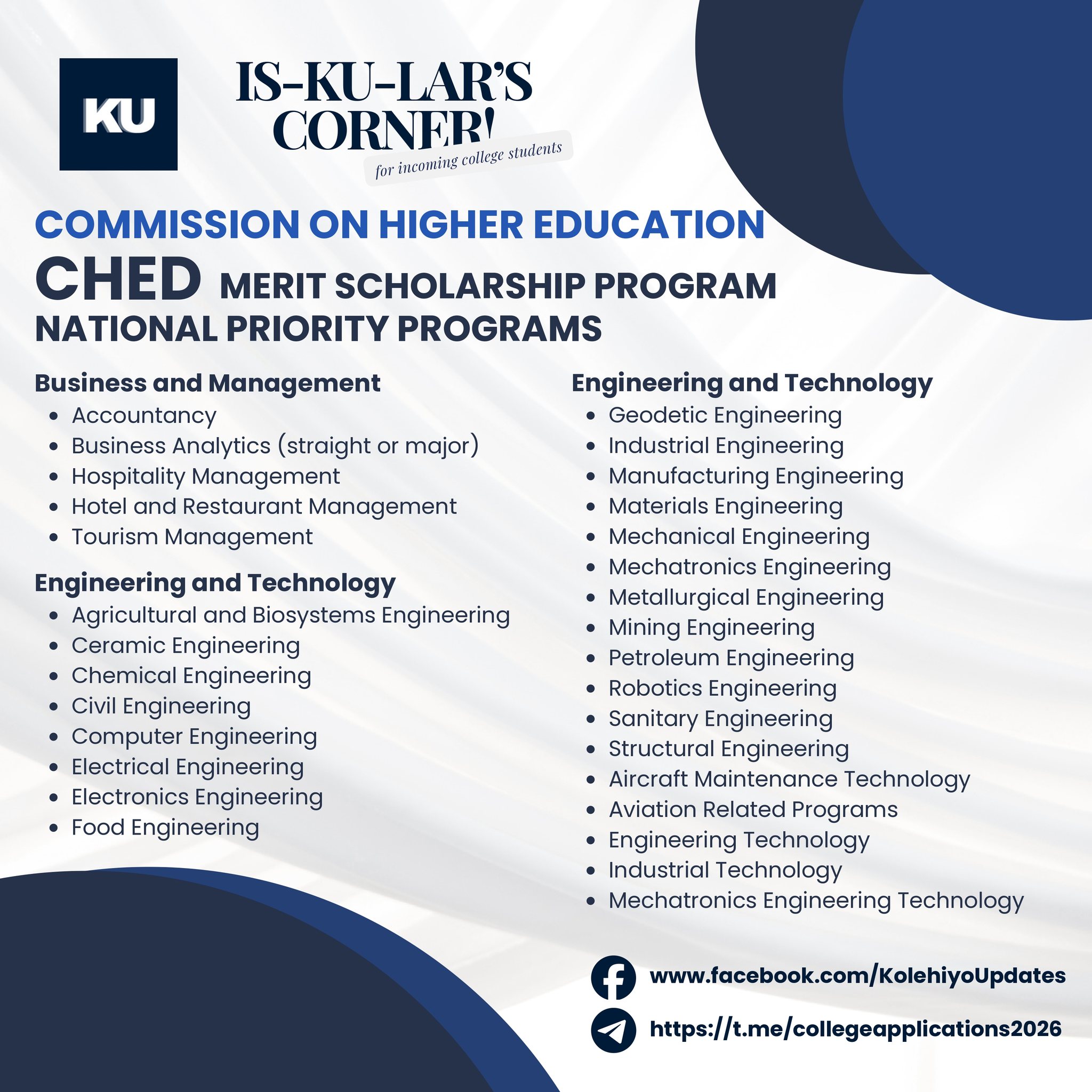 Kolehiyo - #IsKUlarsCorner | CHED MERIT PRIORITY PROGRAMS HERE! As we ...
