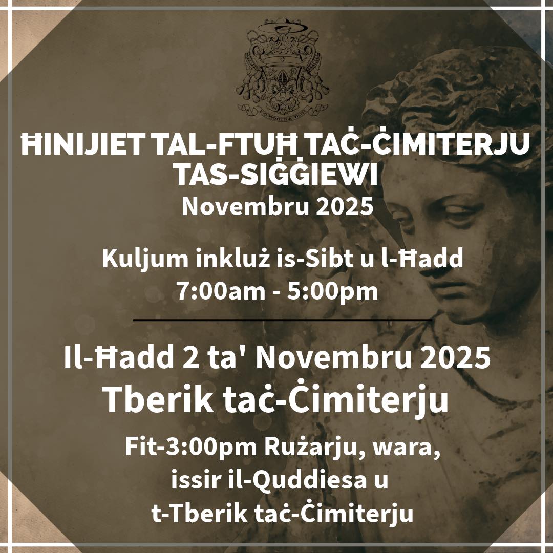 Parroċċa - Dettalji dwar il-ħinijiet tal-ftuħ taċ-Ċimiterju tas ...