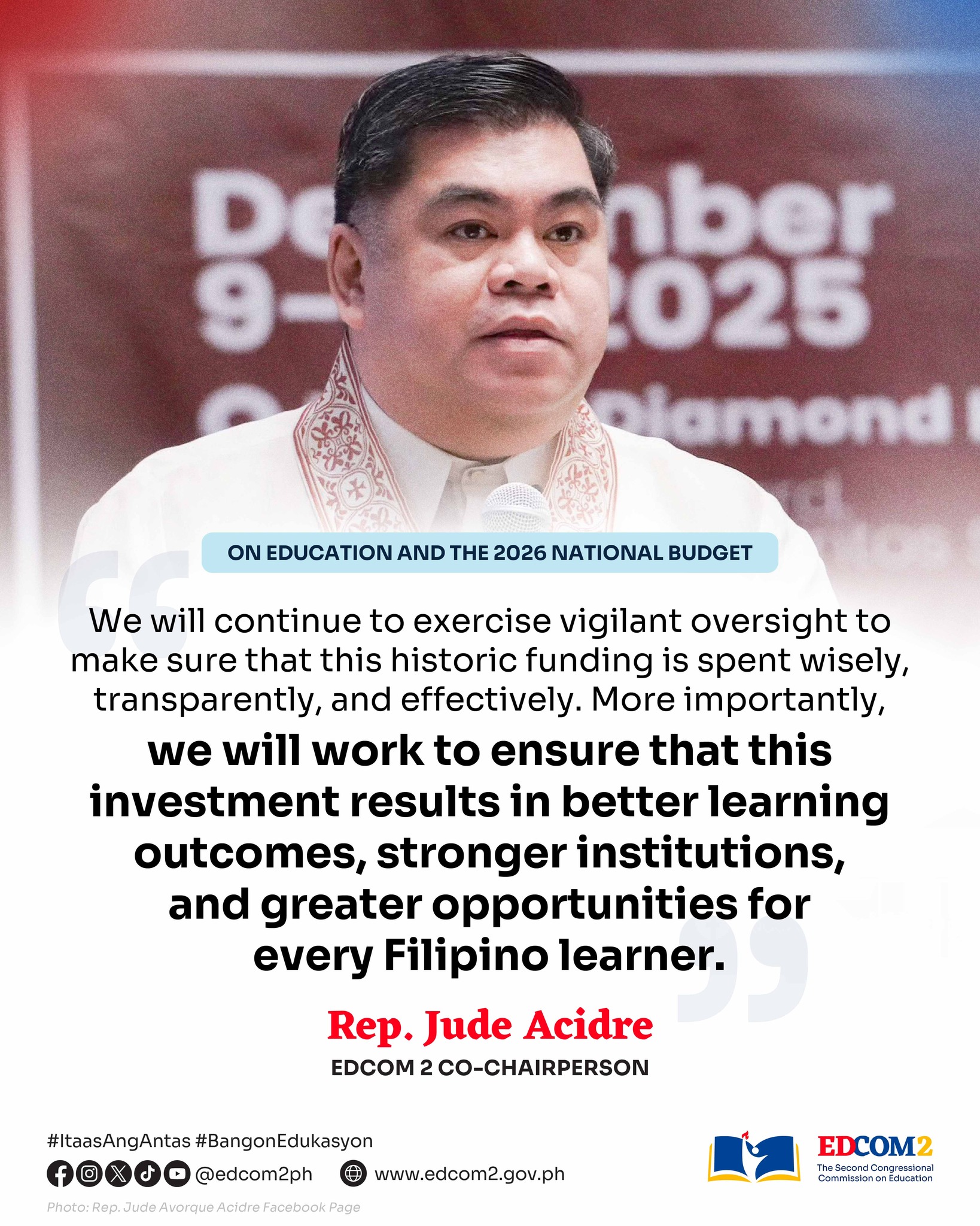 #EDCOM2 Co-Chair Rep. Jude Avorque Acidre sa 2026 National Budget: 
