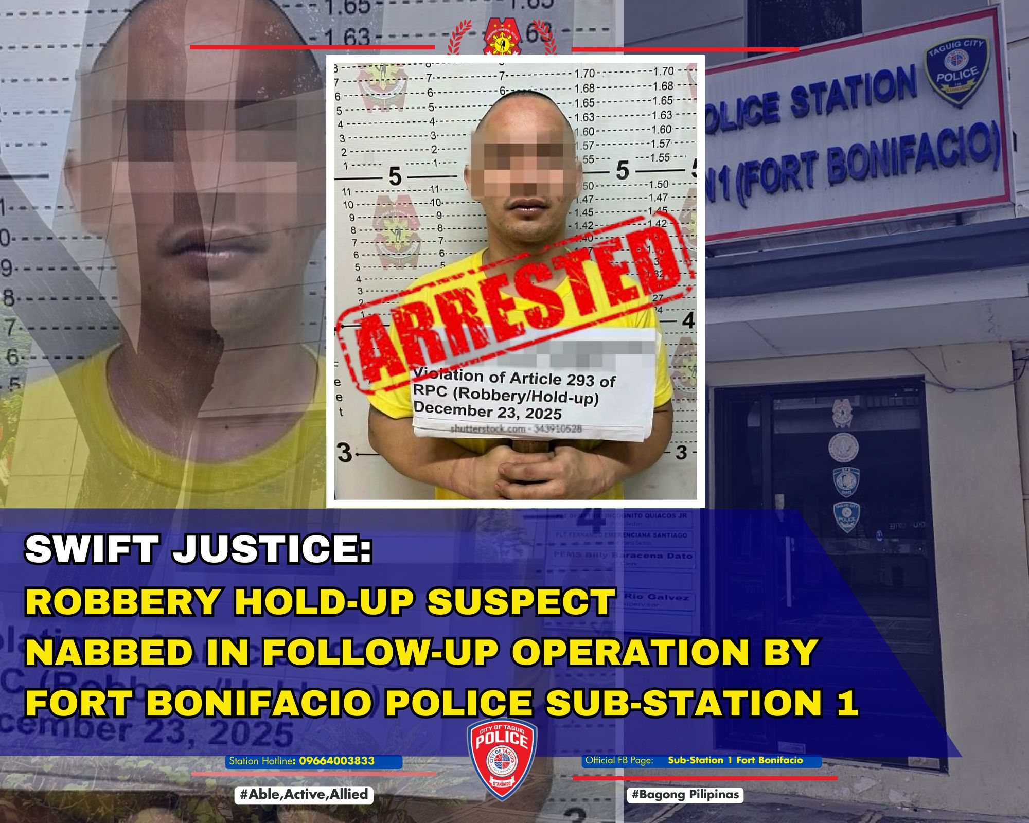 𝑺𝑾𝑰𝑭𝑻 𝑱𝑼𝑺𝑻𝑰𝑪𝑬: 𝑹𝑶𝑩𝑩𝑬𝑹𝒀... - Sub-Station 1 Fort Bonifacio | Facebook