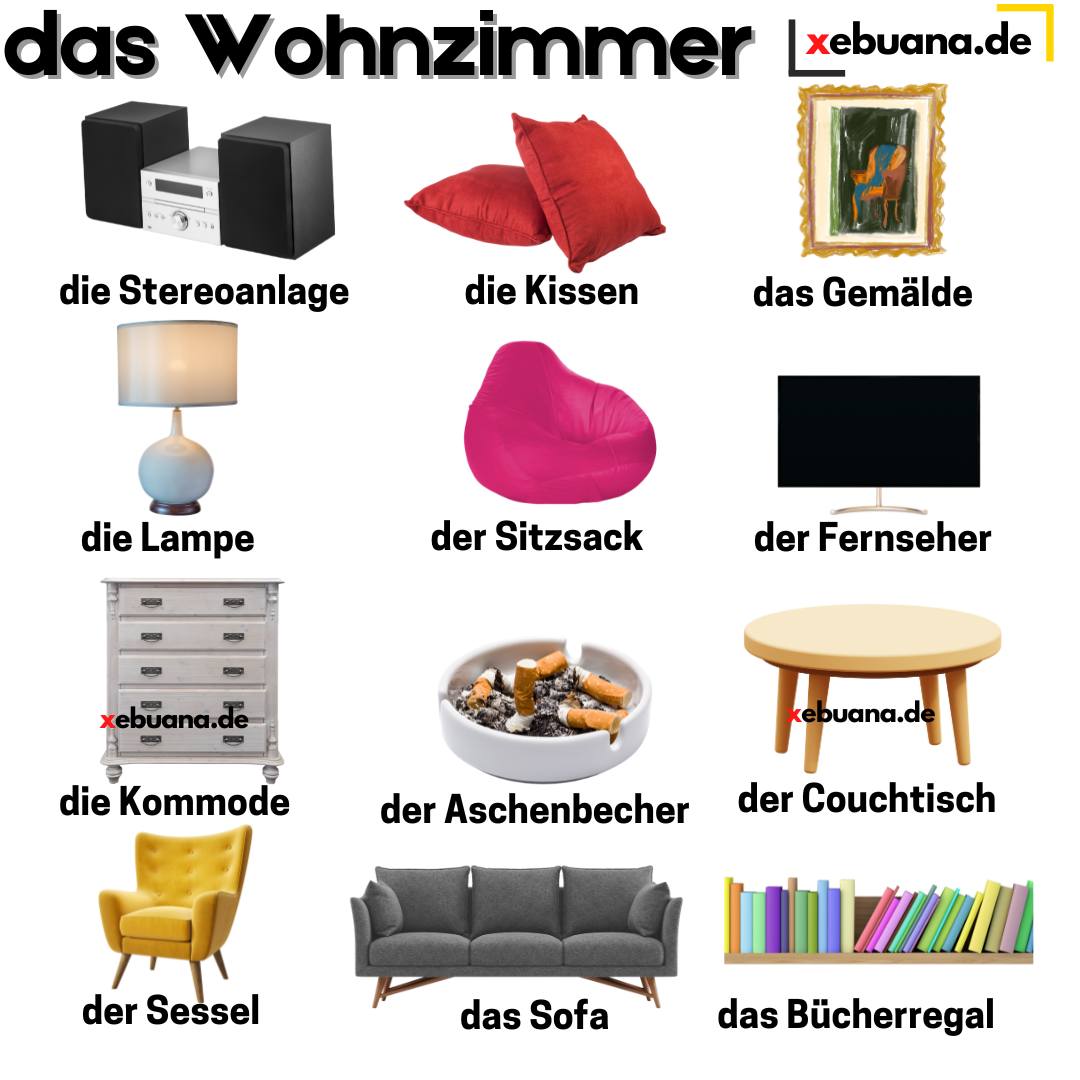 Furniture words in German with pictures
