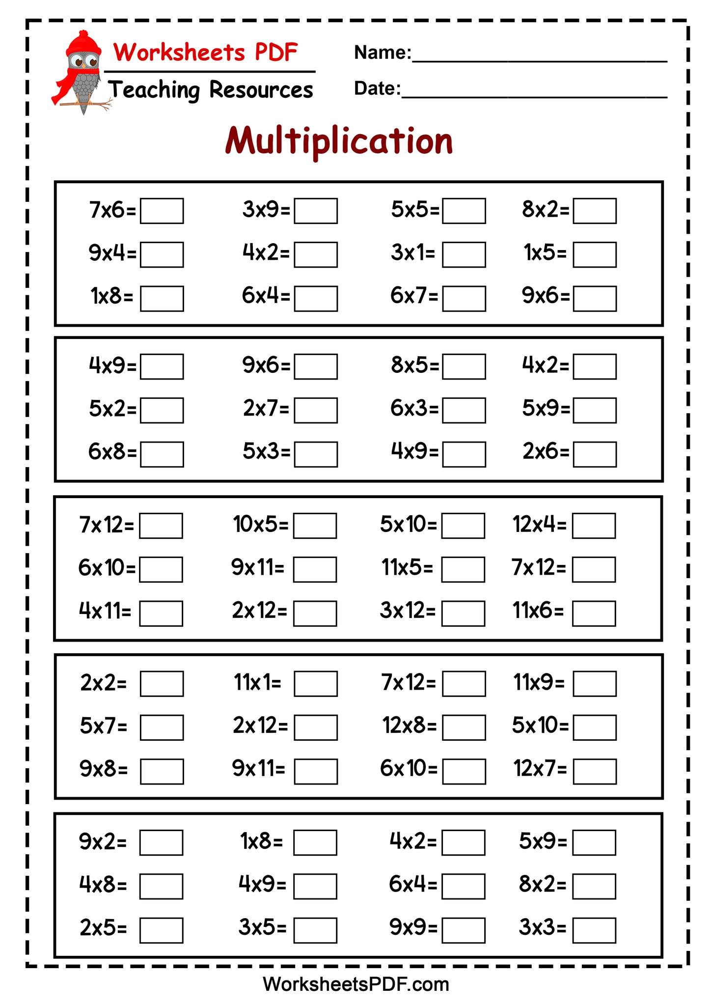 Worksheets PDF - Time Tables Tests Download PDF...