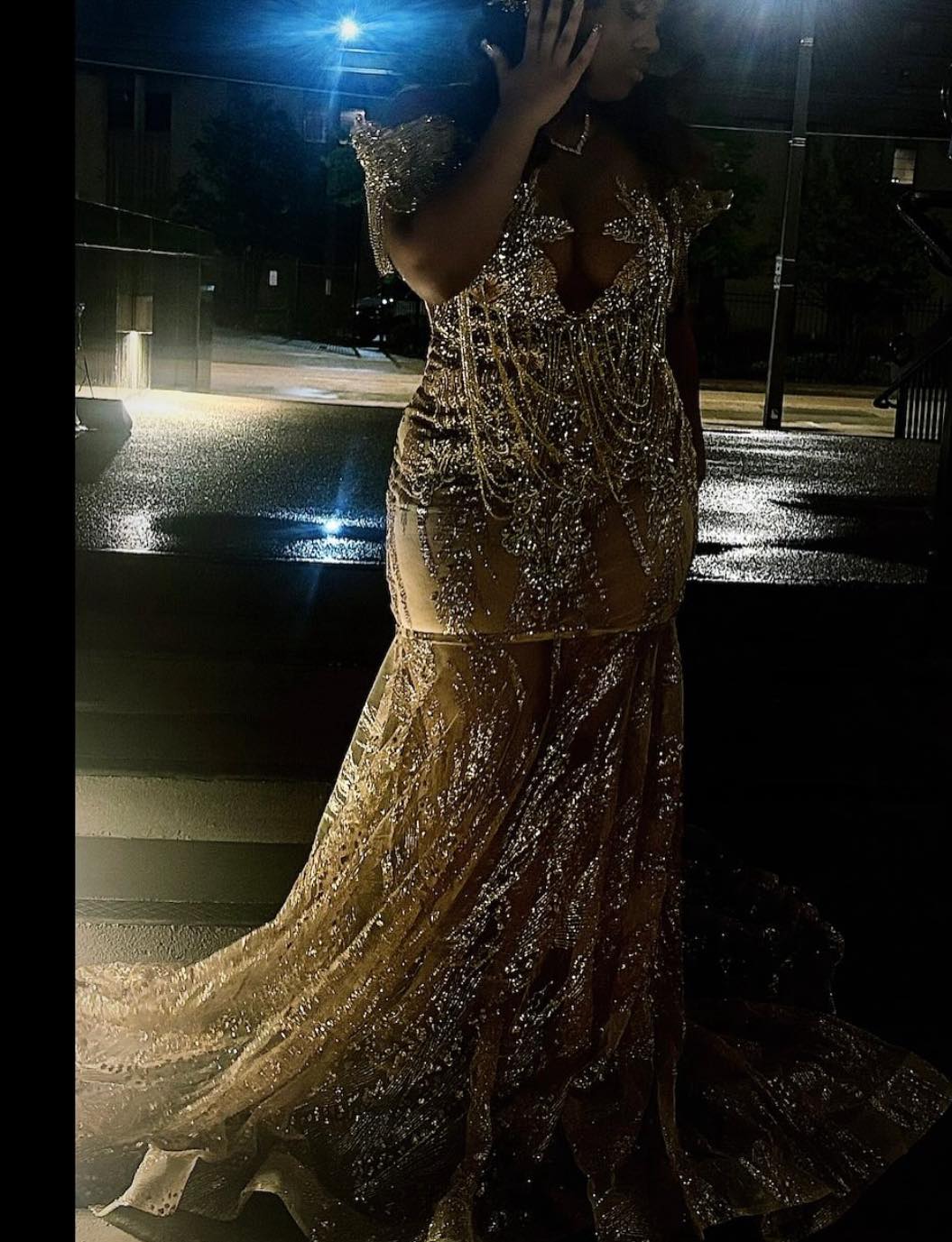 casual sequin dress Demure Long Sleeve Open Back Grey/Silver Size:E Newman's Own Poppy Seed Year_2020 over sequin detailing and