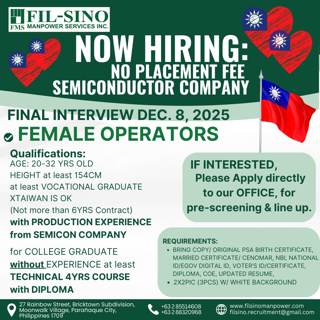 WE ARE HIRING!!! NO... - Fil-Sino Manpower Services Inc. | Facebook