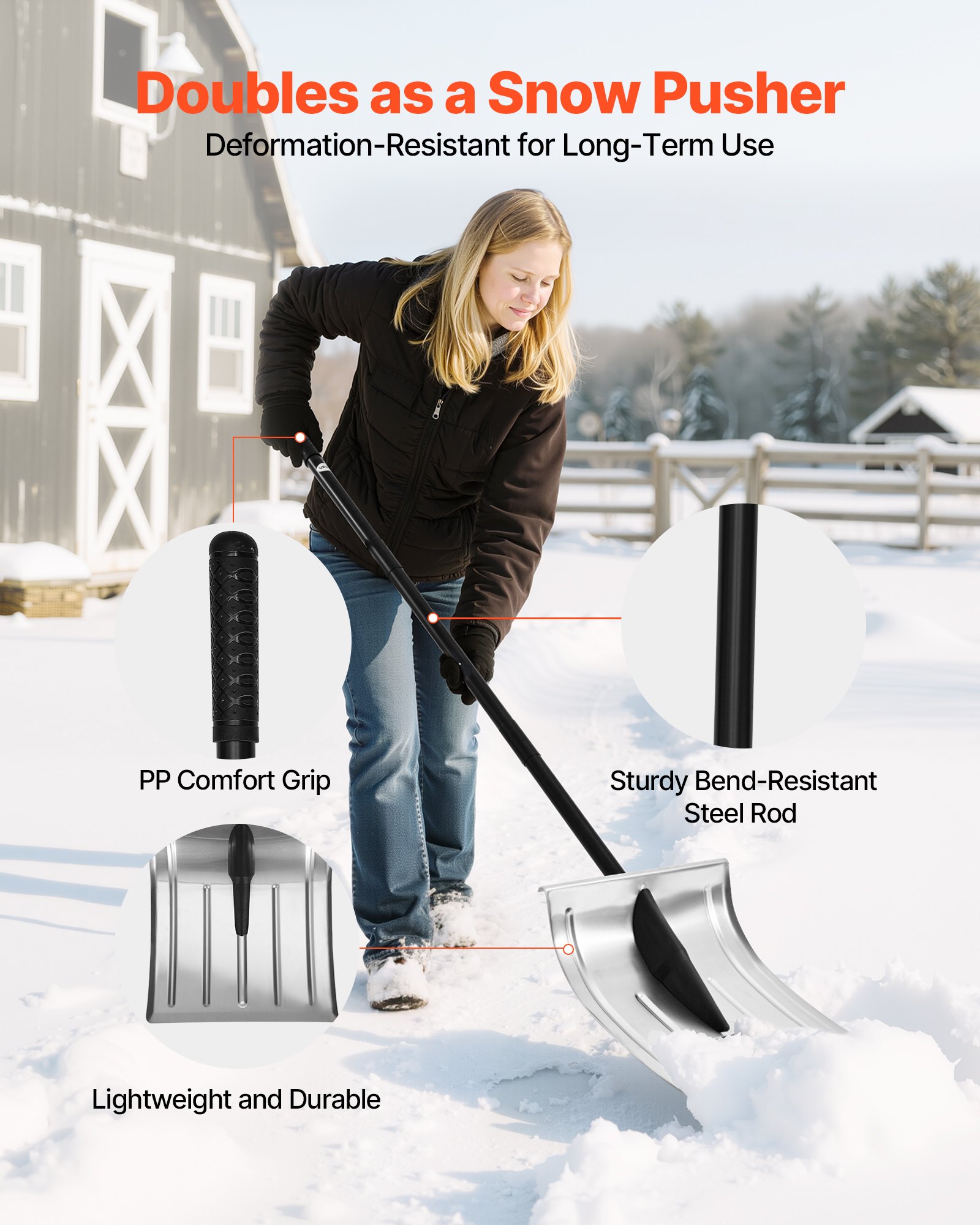 3PCS Pelle à neige télescopique multifonctionnelle portable Brosse à
