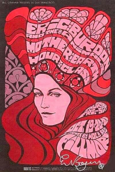 Bonnie MacLean's 1967 Fillmore poster for Eric Burdon & The Animals