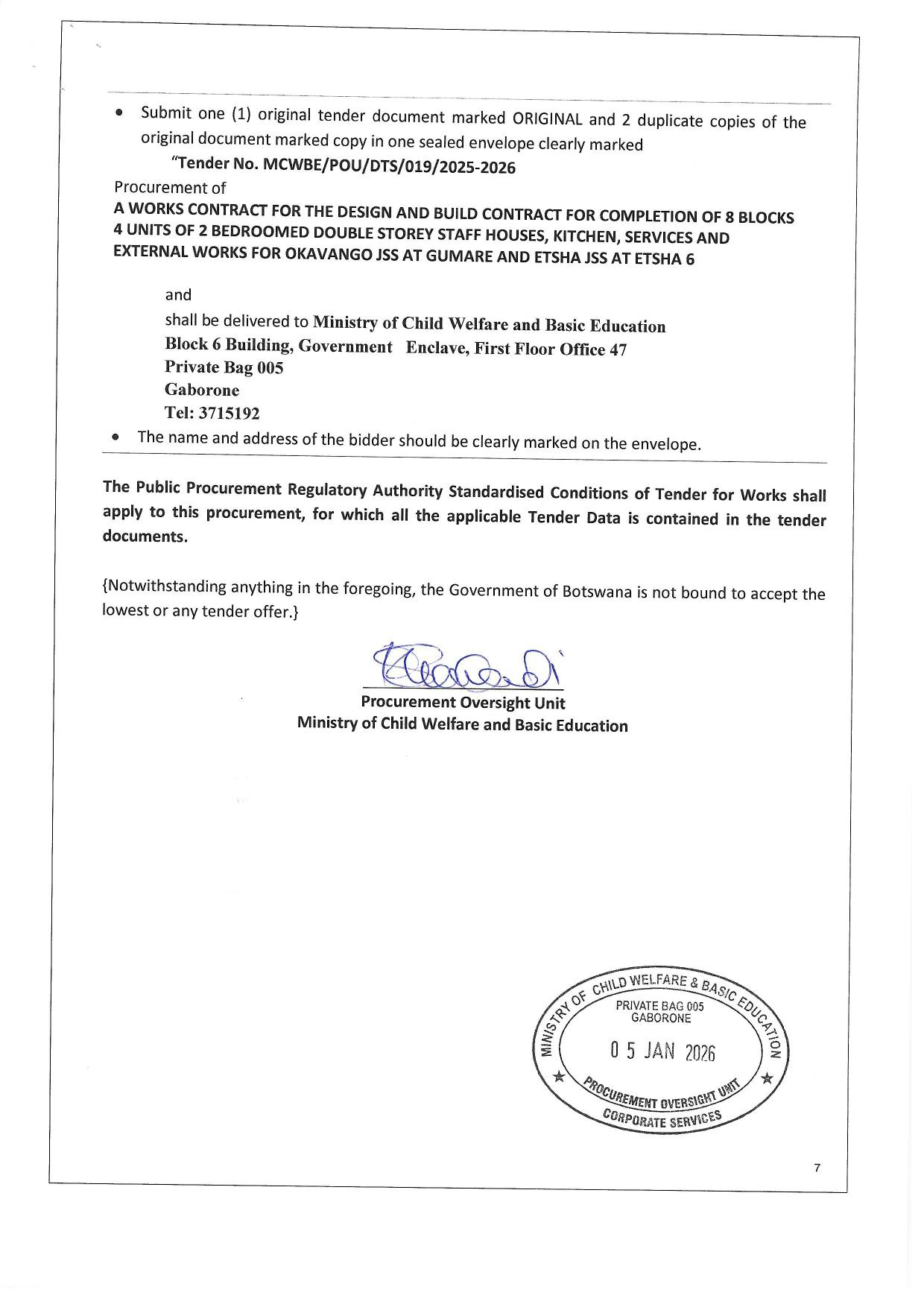 M... - Ministry of Child Welfare and Basic Education, Botswana