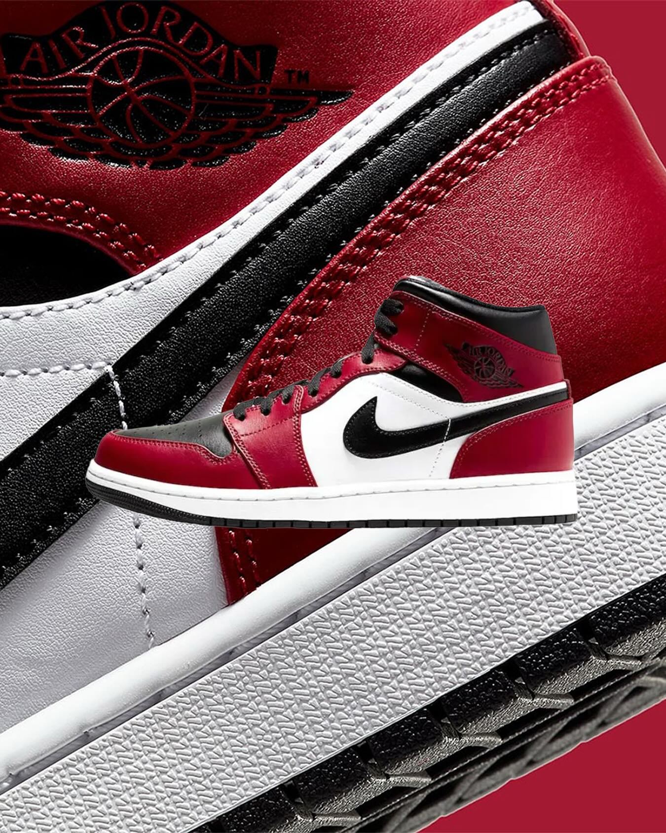 ? NEW IN ? Jordan AIR JORDAN 1 MID BLACK/BLACK-GYM RED ₹ 11,495 