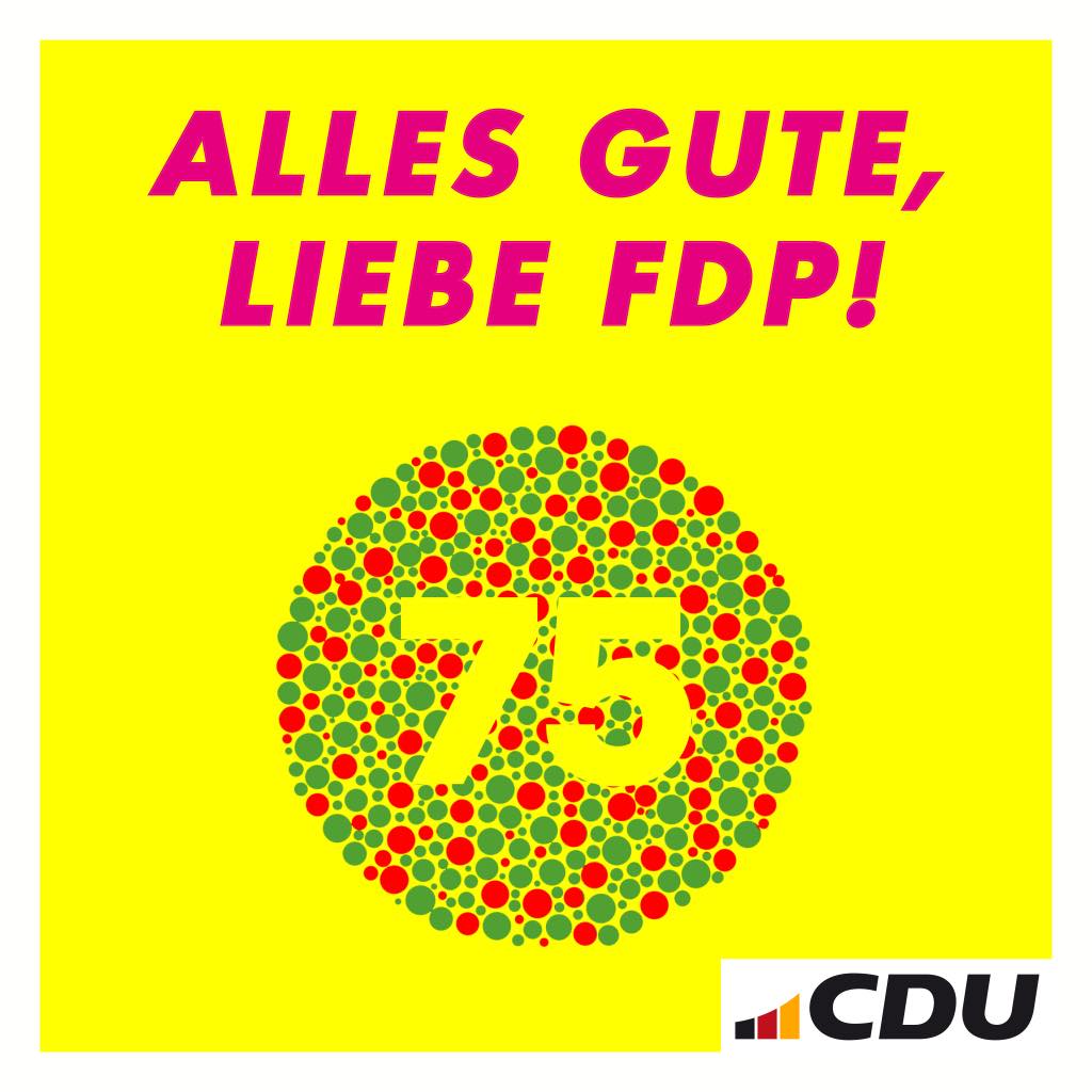 CDU - 💛🎂 Liebe FDP, herzlichen Glückwunsch zum 75....